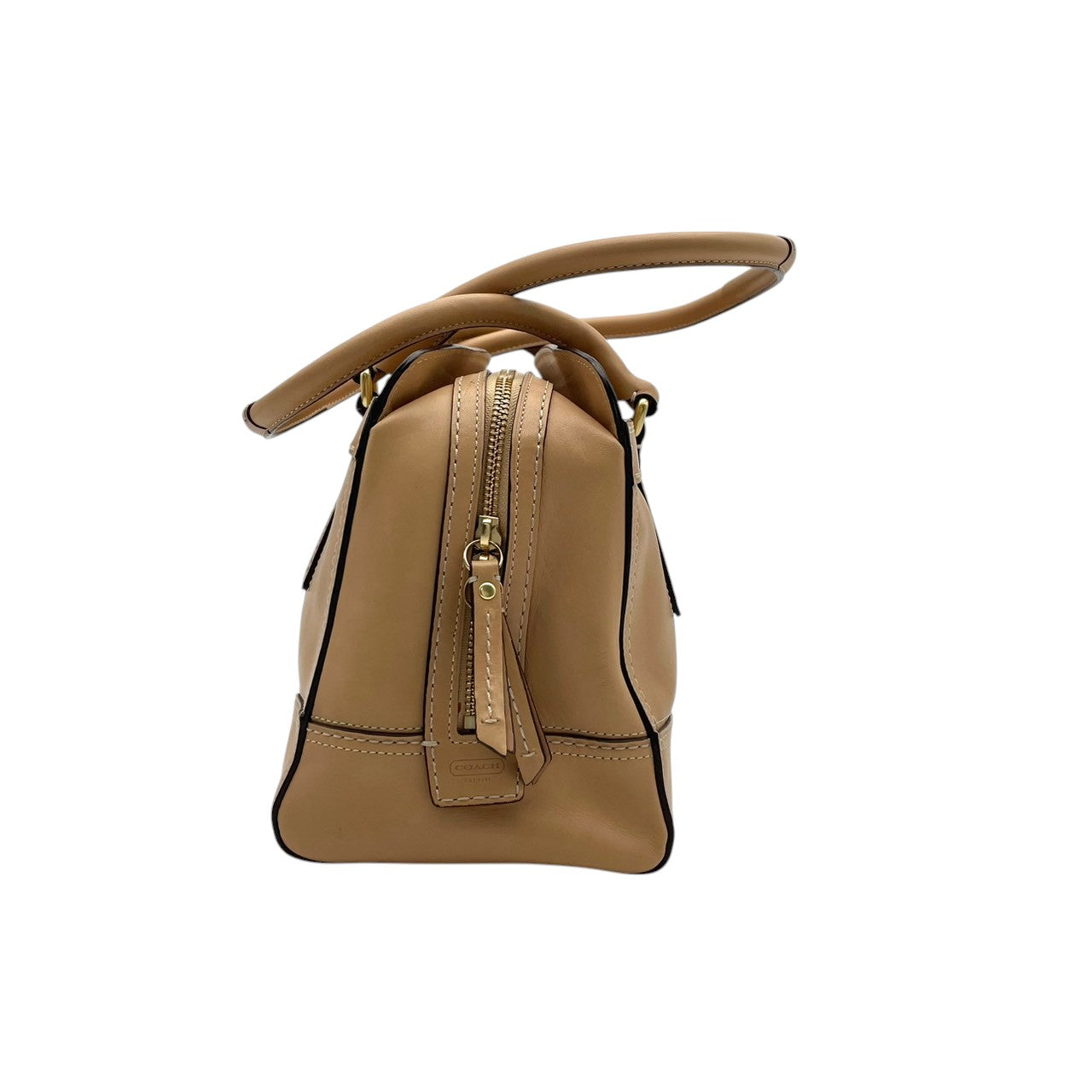 【美品】 コーチ COACH ハンドバッグ トートバッグ ハンプトンズ サッチェル レザー 本革 ベージュ ターンロック ゴールド金具 肩掛け 大容量 お出かけ デイリー エレガント 上品 通勤 通学 レディース 定番 S81