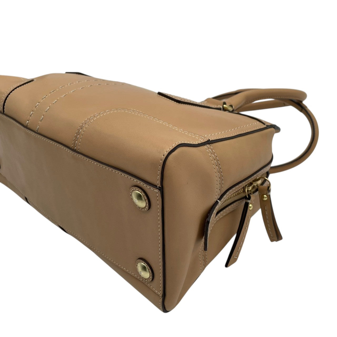 【美品】 コーチ COACH ハンドバッグ トートバッグ ハンプトンズ サッチェル レザー 本革 ベージュ ターンロック ゴールド金具 肩掛け 大容量 お出かけ デイリー エレガント 上品 通勤 通学 レディース 定番 S81