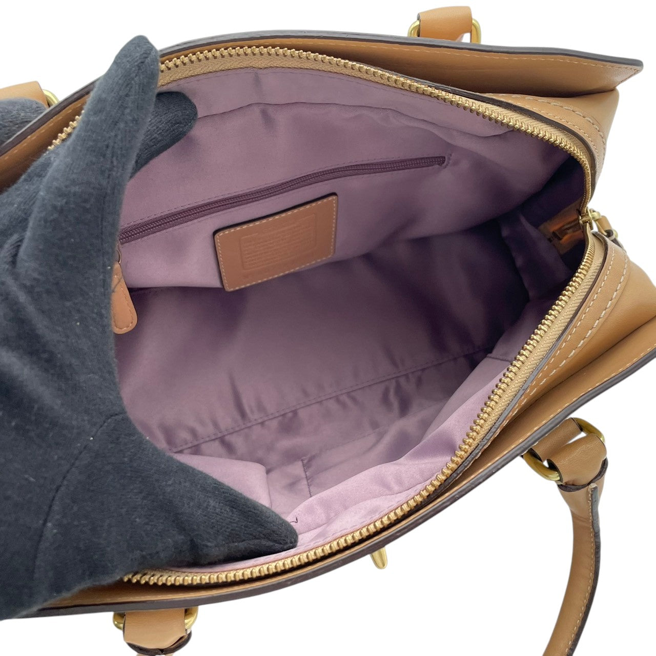 【美品】 コーチ COACH ハンドバッグ トートバッグ ハンプトンズ サッチェル レザー 本革 ベージュ ターンロック ゴールド金具 肩掛け 大容量 お出かけ デイリー エレガント 上品 通勤 通学 レディース 定番 S81