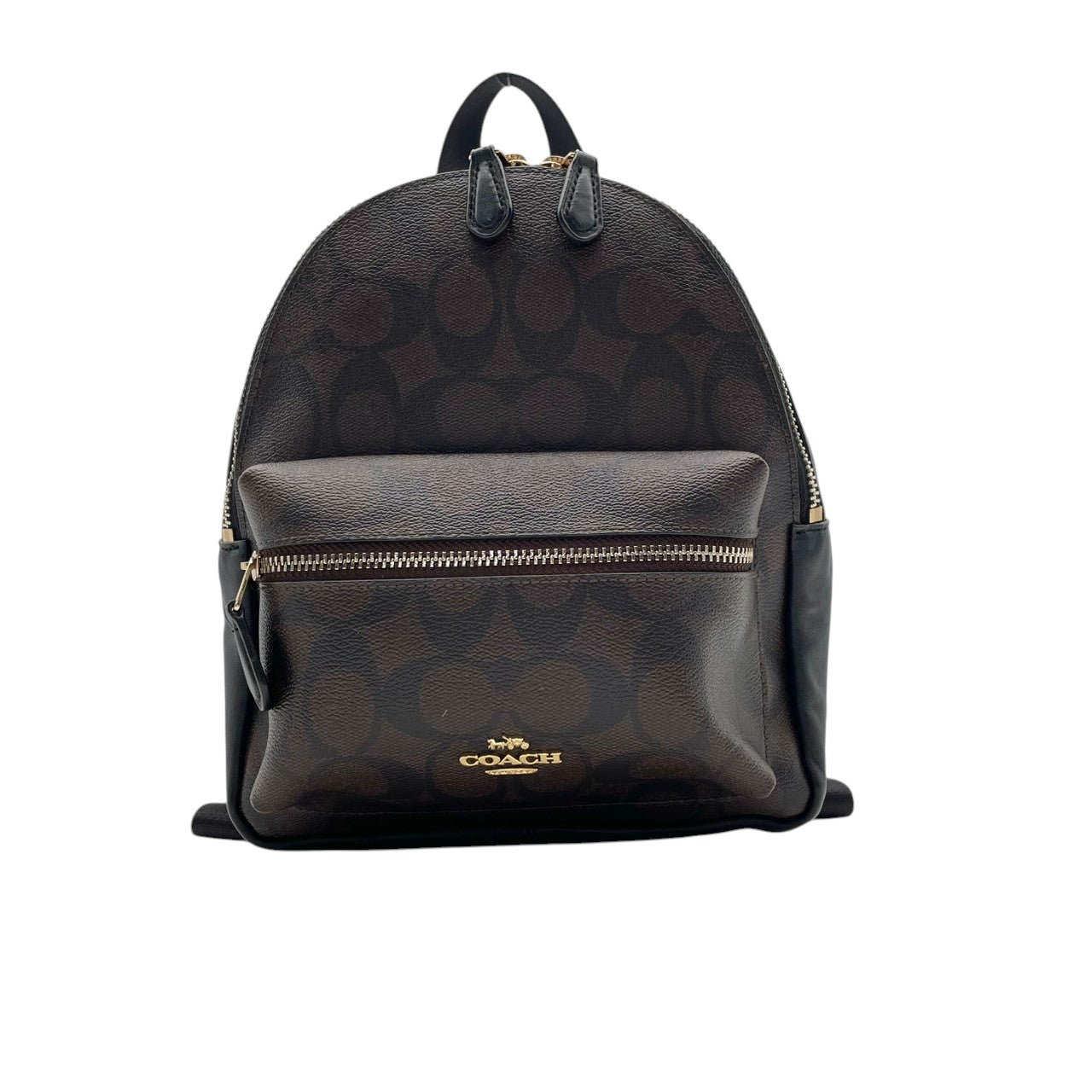 【美品】 コーチ COACH チャーリー バックパック シグネチャー キャンバス ブラウン 茶 ミニリュック コンパクト バックパック 通勤 通学 デイリー お出かけ レディース 定番 人気 鞄 S81