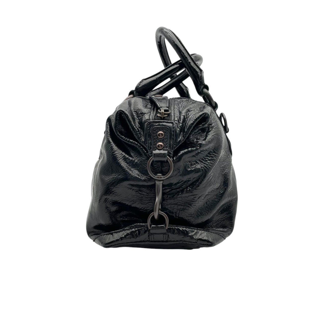 【美品】コーチ COACH マディソン パテント サブリナ ハンドバッグ 2WAY ショルダーバッグ 黒 ブラック エナメル レザー ターンロック ゴールド金具 大容量 肩掛け 斜め掛け エレガント 上品 通勤 通学 デイリー お出かけ レディース S81