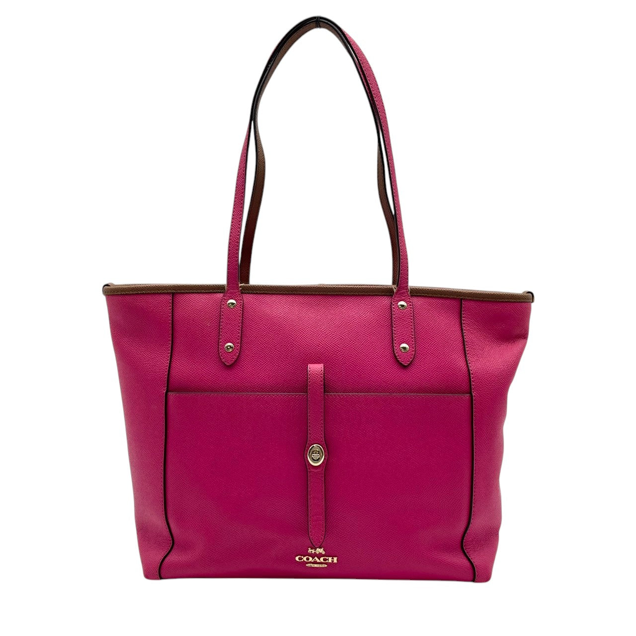【良品】コーチ COACH シティー トート ウィズ ポーチ クロスグレイン レザー F59125 ピンク トートバッグ 大容量 A4収納 通勤 通学 デイリー お出かけ レディース 定番 人気 鞄 カバン S81