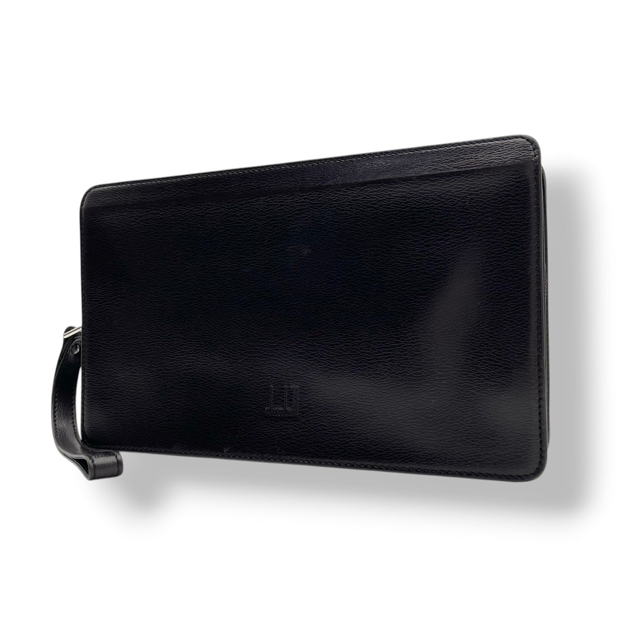 【美品】 ダンヒル dunhill セカンドバッグ クラッチバッグ レザー 本革 シボ革 ブラウン 茶 ゴールド金具 ロゴプレート ストラップ付 メンズ 紳士 ビジネス 通勤 出張 冠婚葬祭 フォーマル カジュアル デイリー お出かけ 上品 定番 S93