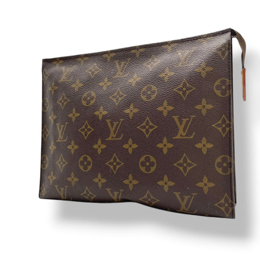【良品】 ルイヴィトン LOUIS VUITTON ポッシュ・トワレット セカンドバッグ クラッチバッグ ポーチ モノグラム PVC レザー ブラウン 茶 ゴールド金具 メンズ レディース ユニセックス デイリー お出かけ 定番 人気 鞄 カバン S93