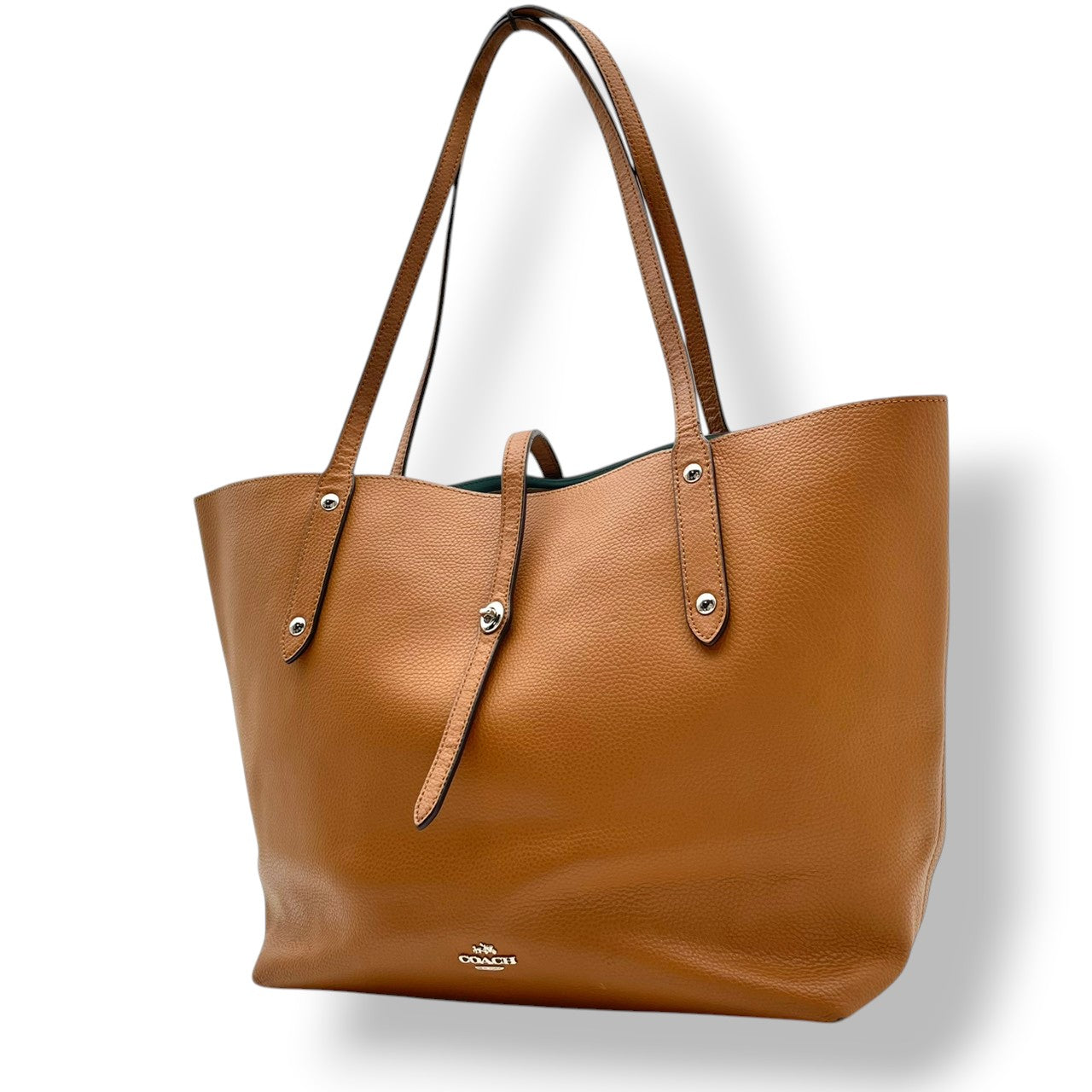 【良品】 コーチ COACH マーケット トートバッグ 58849 レザー 本革 ブラウン 茶 ターンロック 肩掛け 大容量 A4収納 通勤 通学 ビジネス デイリー お出かけ エレガント カジュアル レディース 定番 人気 鞄 カバン S82