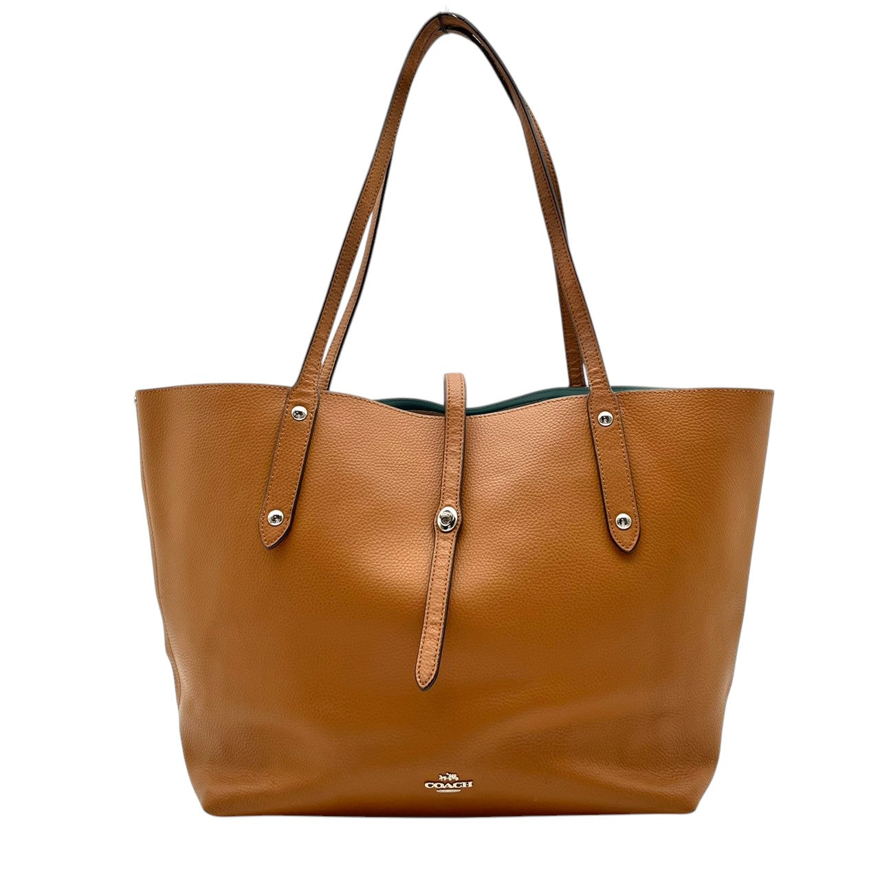 【良品】 コーチ COACH マーケット トートバッグ 58849 レザー 本革 ブラウン 茶 ターンロック 肩掛け 大容量 A4収納 通勤 通学 ビジネス デイリー お出かけ エレガント カジュアル レディース 定番 人気 鞄 カバン S82