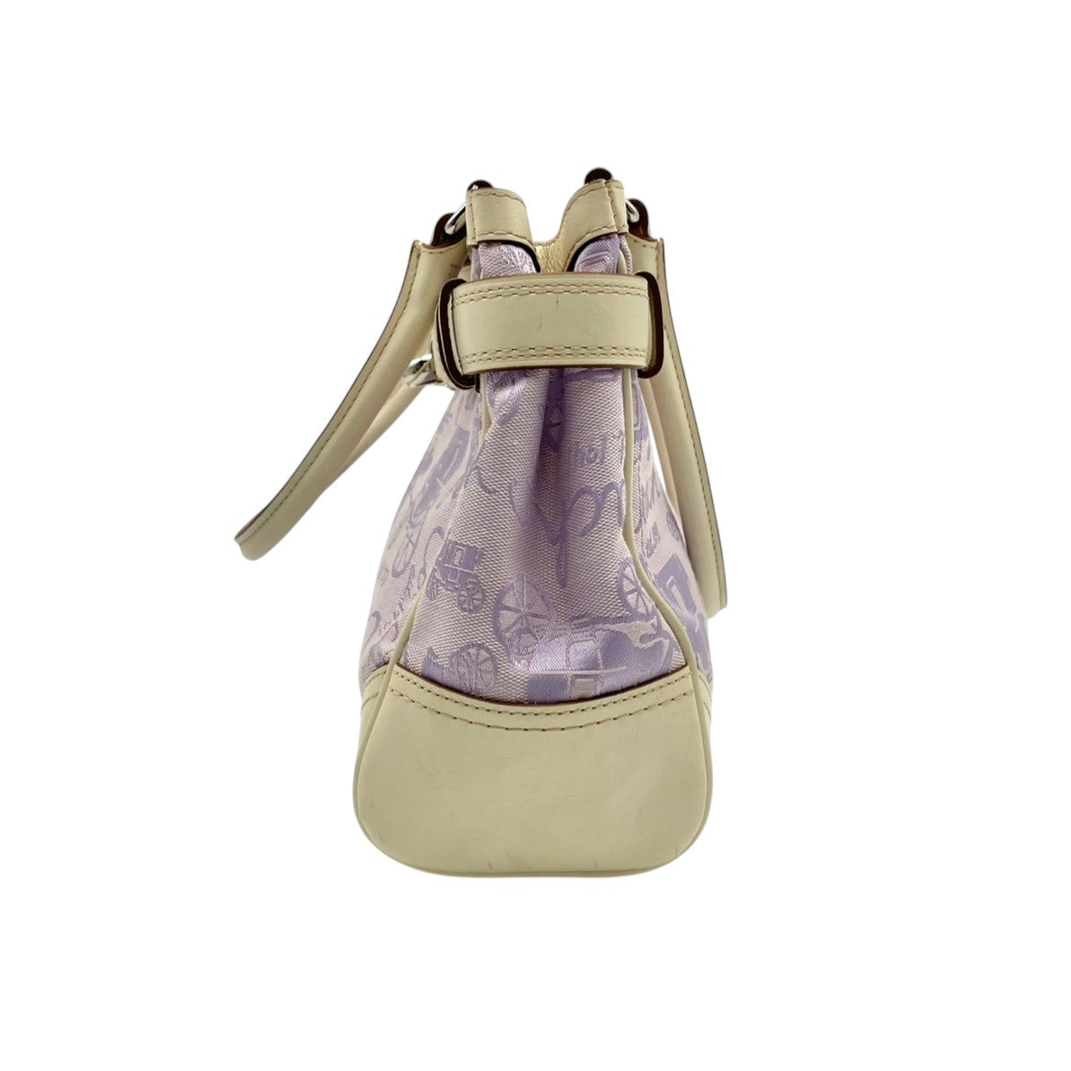 【美品】 コーチ COACH F14444 ホースアンドキャリッジ キャンバス レザー ライトパープル アイボリー ハンドバッグ トートバッグ 手提げ 肩掛け 普段使い デイリー お出かけ エレガント カジュアル 上品 レディース 定番 人気 鞄 S82
