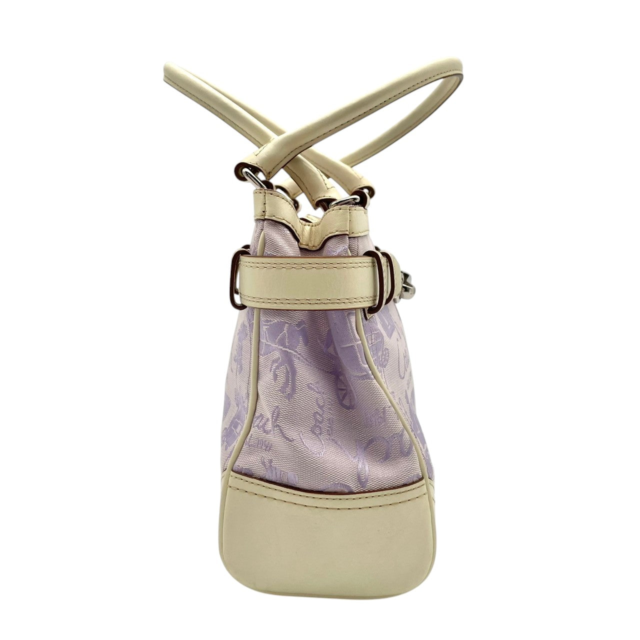 【美品】 コーチ COACH F14444 ホースアンドキャリッジ キャンバス レザー ライトパープル アイボリー ハンドバッグ トートバッグ 手提げ 肩掛け 普段使い デイリー お出かけ エレガント カジュアル 上品 レディース 定番 人気 鞄 S82