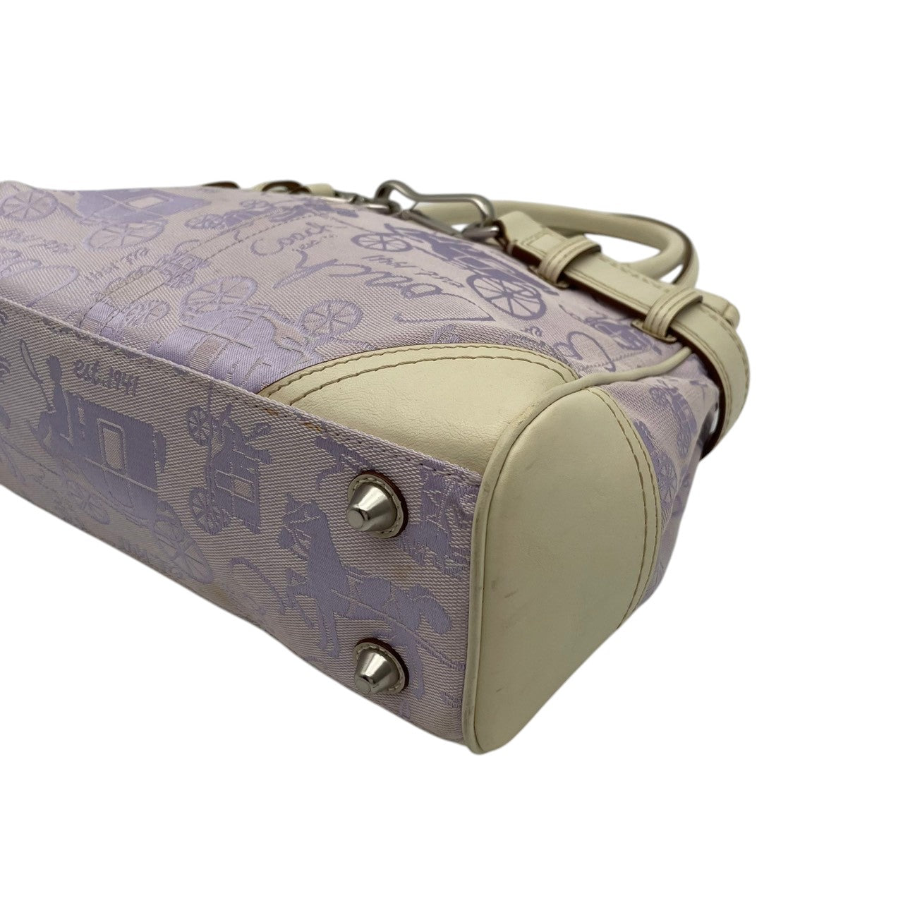 【美品】 コーチ COACH F14444 ホースアンドキャリッジ キャンバス レザー ライトパープル アイボリー ハンドバッグ トートバッグ 手提げ 肩掛け 普段使い デイリー お出かけ エレガント カジュアル 上品 レディース 定番 人気 鞄 S82