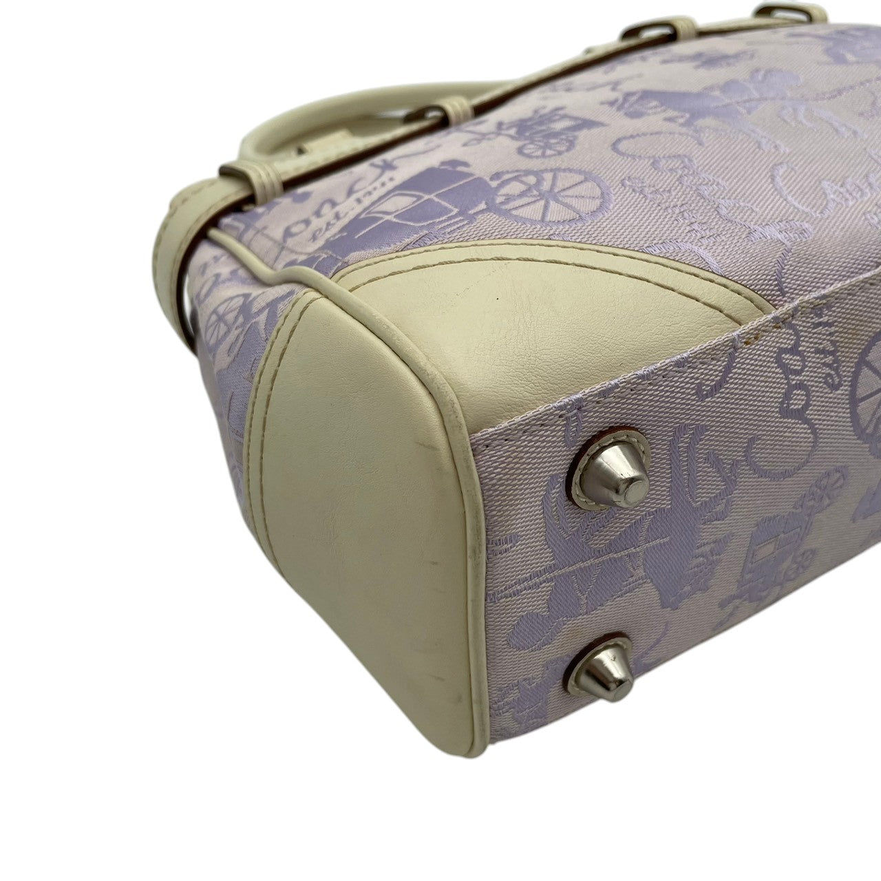 【美品】 コーチ COACH F14444 ホースアンドキャリッジ キャンバス レザー ライトパープル アイボリー ハンドバッグ トートバッグ 手提げ 肩掛け 普段使い デイリー お出かけ エレガント カジュアル 上品 レディース 定番 人気 鞄 S82