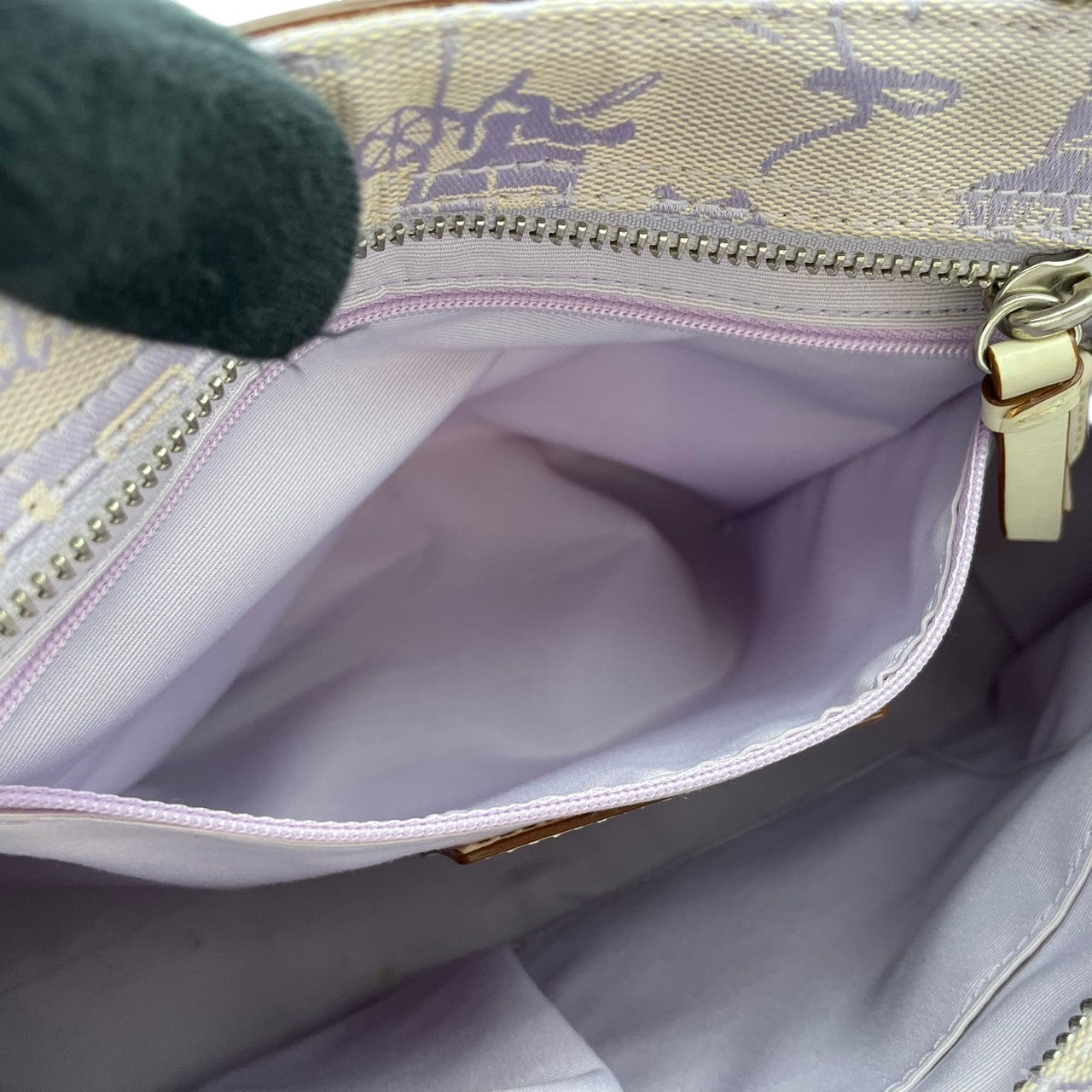 【美品】 コーチ COACH F14444 ホースアンドキャリッジ キャンバス レザー ライトパープル アイボリー ハンドバッグ トートバッグ 手提げ 肩掛け 普段使い デイリー お出かけ エレガント カジュアル 上品 レディース 定番 人気 鞄 S82