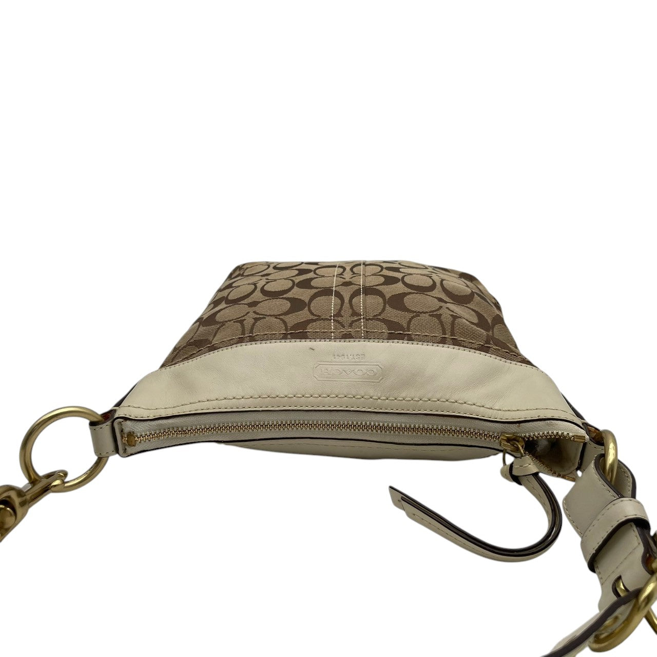 【良品】 コーチ COACH 10402 シグネチャー ショルダーバッグ キャンバス レザー ベージュ アイボリー クロスボディ 斜め掛け 肩掛け デイリー お出かけ エレガント カジュアル レディース 定番 人気 カバン 鞄 S82