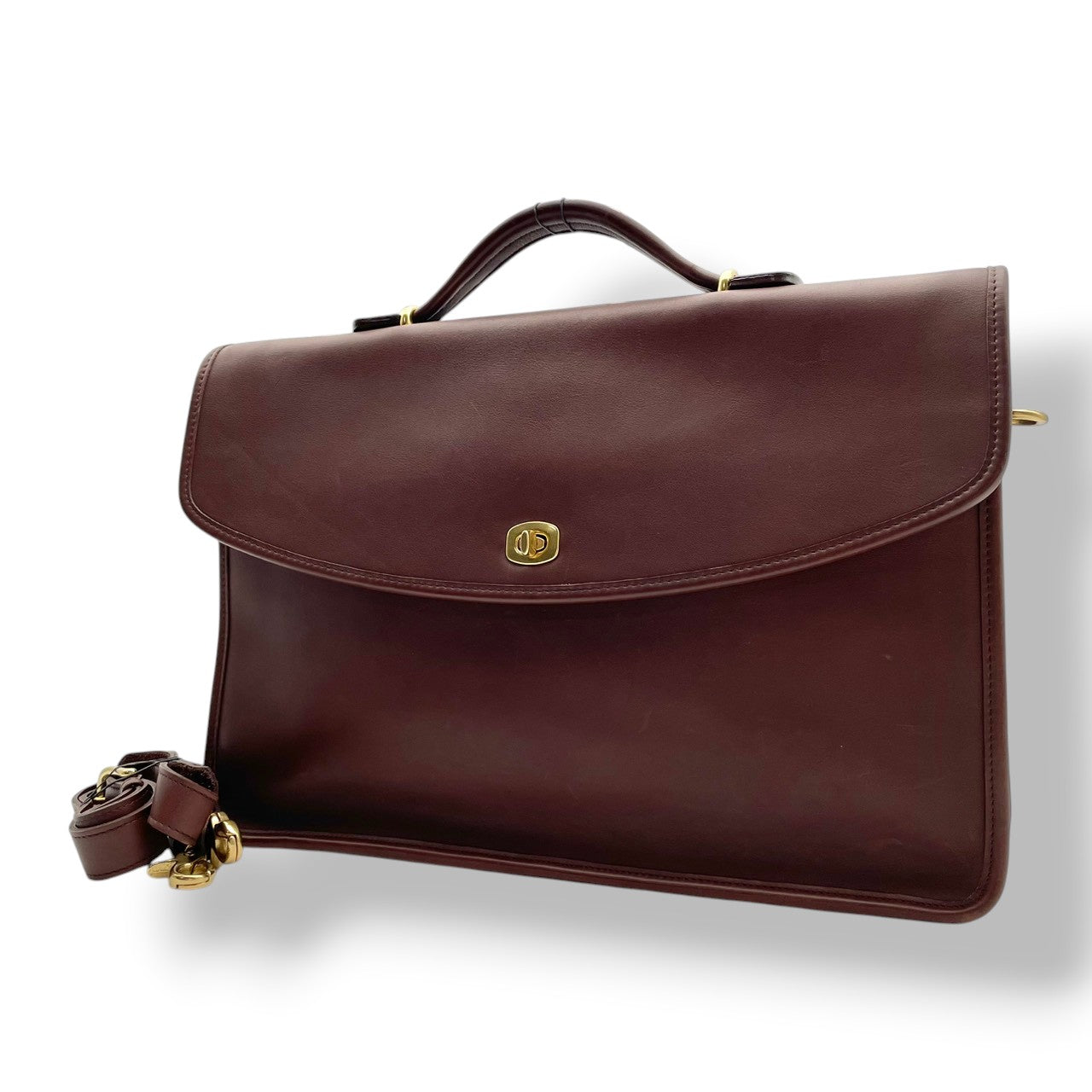 【美品】 コーチ COACH 5265 オールドコーチ ターンロック 2WAY ブリーフケース ビジネスバッグ レザー 本革 ブラウン 茶 斜め掛け 大容量 A4 通勤 通学 フォーマル エレガント レトロ ビンテージ メンズ 鞄 カバン S21