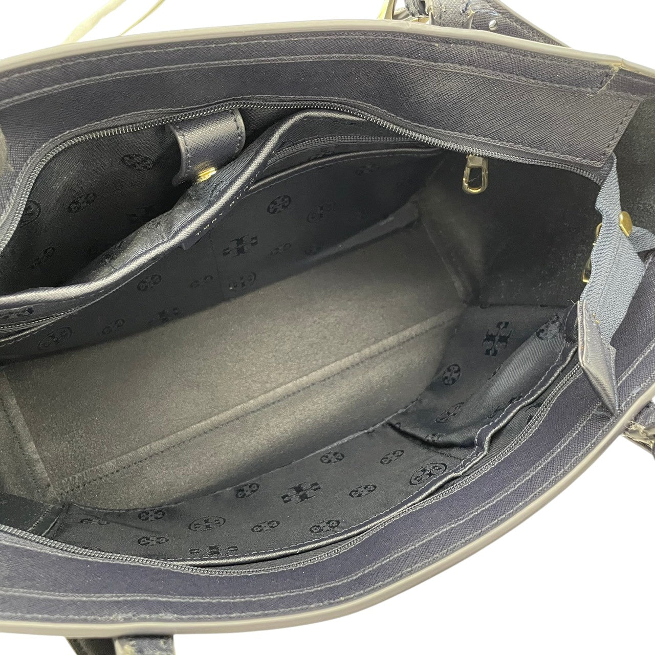 【美品】 トリーバーチ エマーソン トートバッグ キャンバス ファー ハンドバッグ ネイビー 紺 A4収納 通勤 通学 ビジネス デイリー お出かけ エレガント カジュアル 上品 レディース 定番 人気 鞄 カバン S78