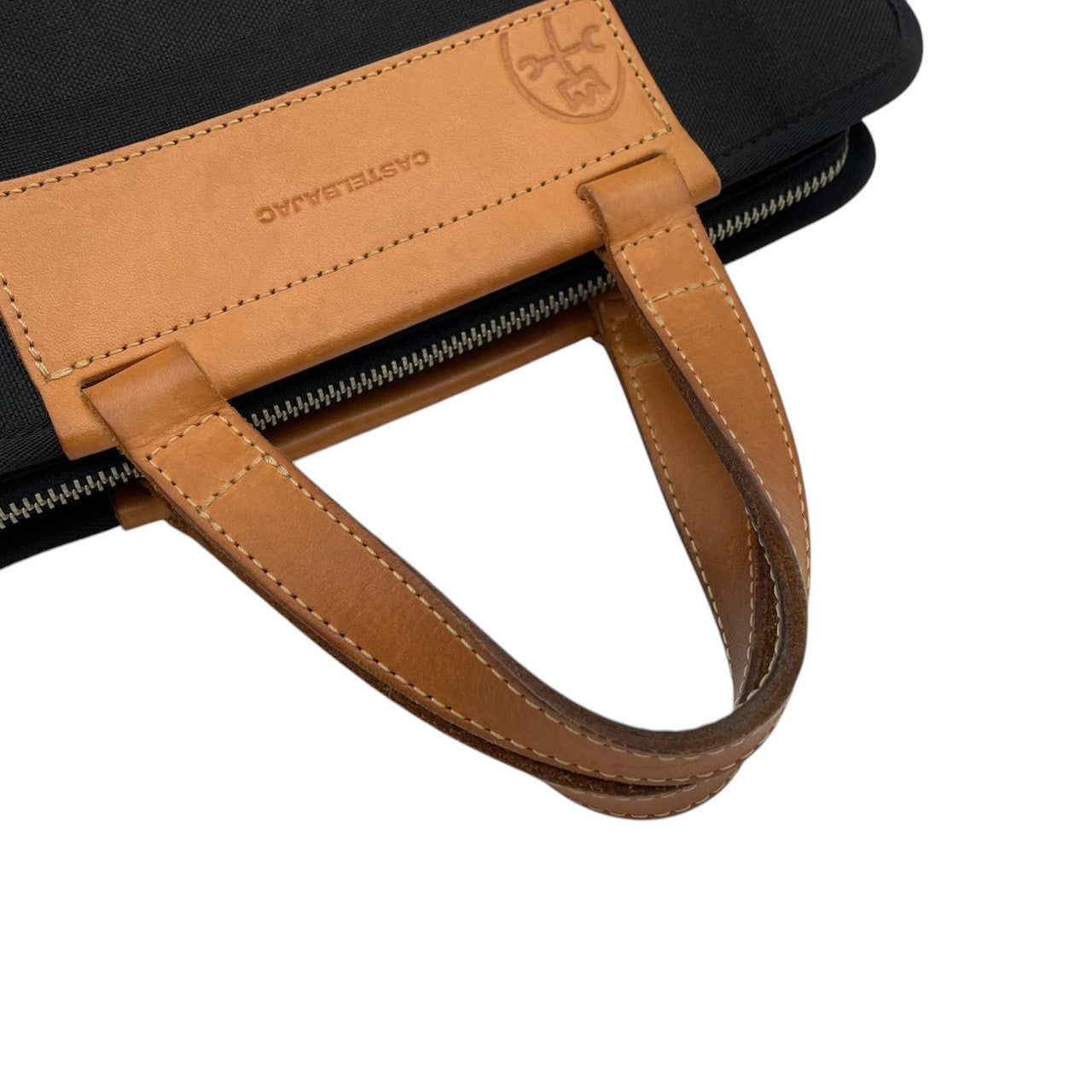 【良品】 カステルバジャック ハンドバッグ キャンバス レザー ブラック ベージュ バイカラー トートバッグ 手提げ A4収納 通勤 通学 ビジネス 仕事用 大容量 お出かけ デイリー カジュアル エレガント 上品 レディース 定番 人気 鞄 カバン S22