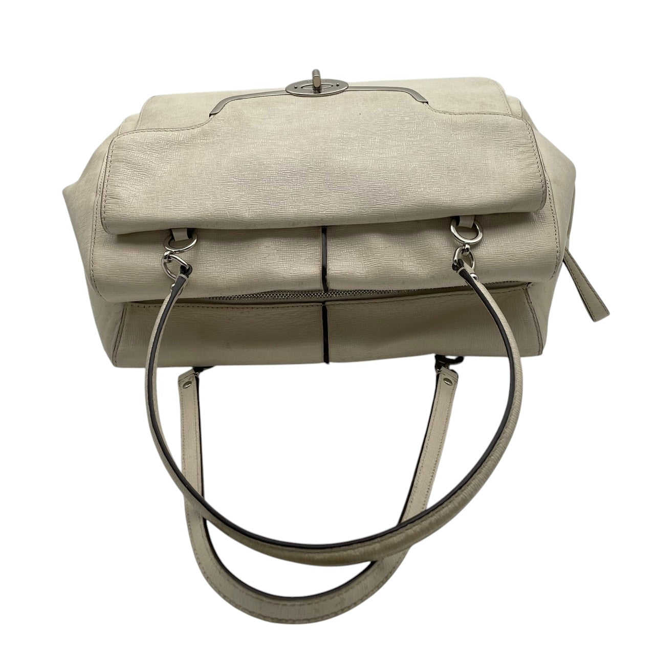 【良品】コーチ マデリン キャリーオール ハンドバッグ アイボリー レザー 2WAY ショルダーバッグ 肩掛け 通勤 通学 ビジネスバッグ A4収納 大容量 エレガント カジュアル 上品 デイリー 人気 定番 鞄 カバン マディソン コレクション S20