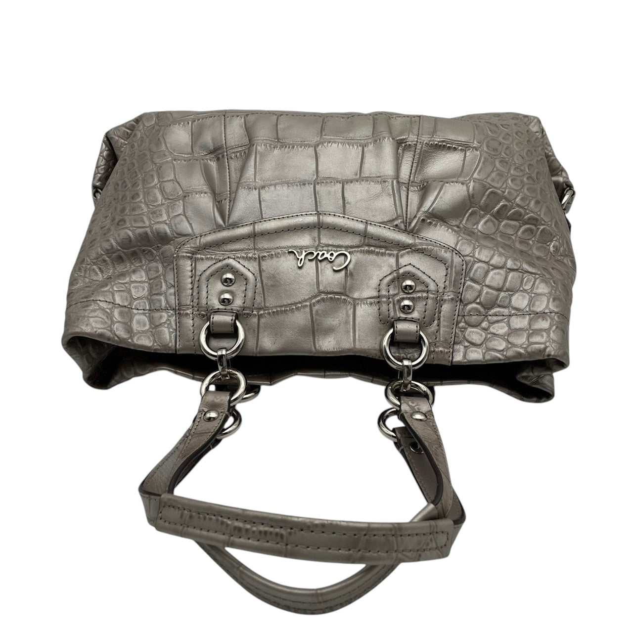 【良品】COACH コーチ アシュレイ エンボスド キャリーオール トートバッグ ハンドバッグ レザー シルバー 肩掛け 通勤 通学 大容量 エレガント レディース カジュアル フォーマル お出かけ デイリー 鞄 F20345 S20