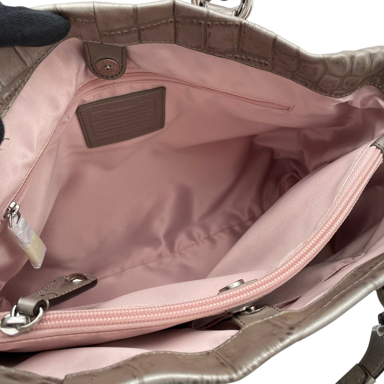 【良品】COACH コーチ アシュレイ エンボスド キャリーオール トートバッグ ハンドバッグ レザー シルバー 肩掛け 通勤 通学 大容量 エレガント レディース カジュアル フォーマル お出かけ デイリー 鞄 F20345 S20