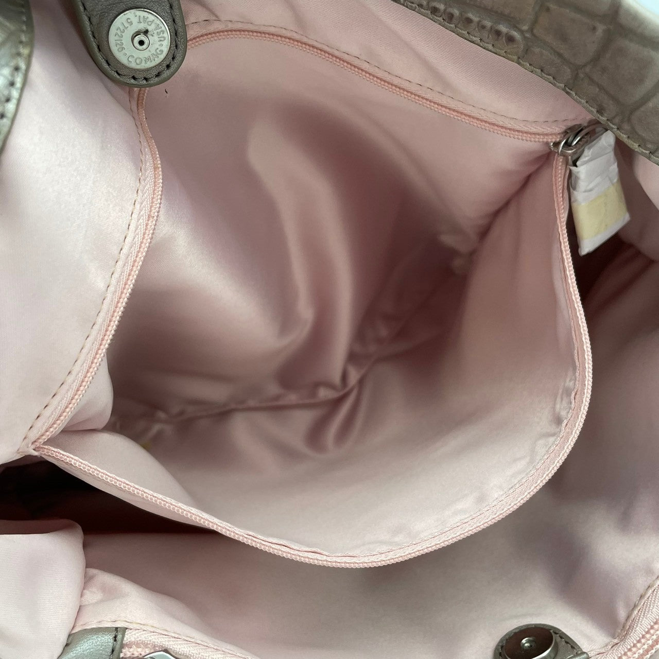 【良品】COACH コーチ アシュレイ エンボスド キャリーオール トートバッグ ハンドバッグ レザー シルバー 肩掛け 通勤 通学 大容量 エレガント レディース カジュアル フォーマル お出かけ デイリー 鞄 F20345 S20