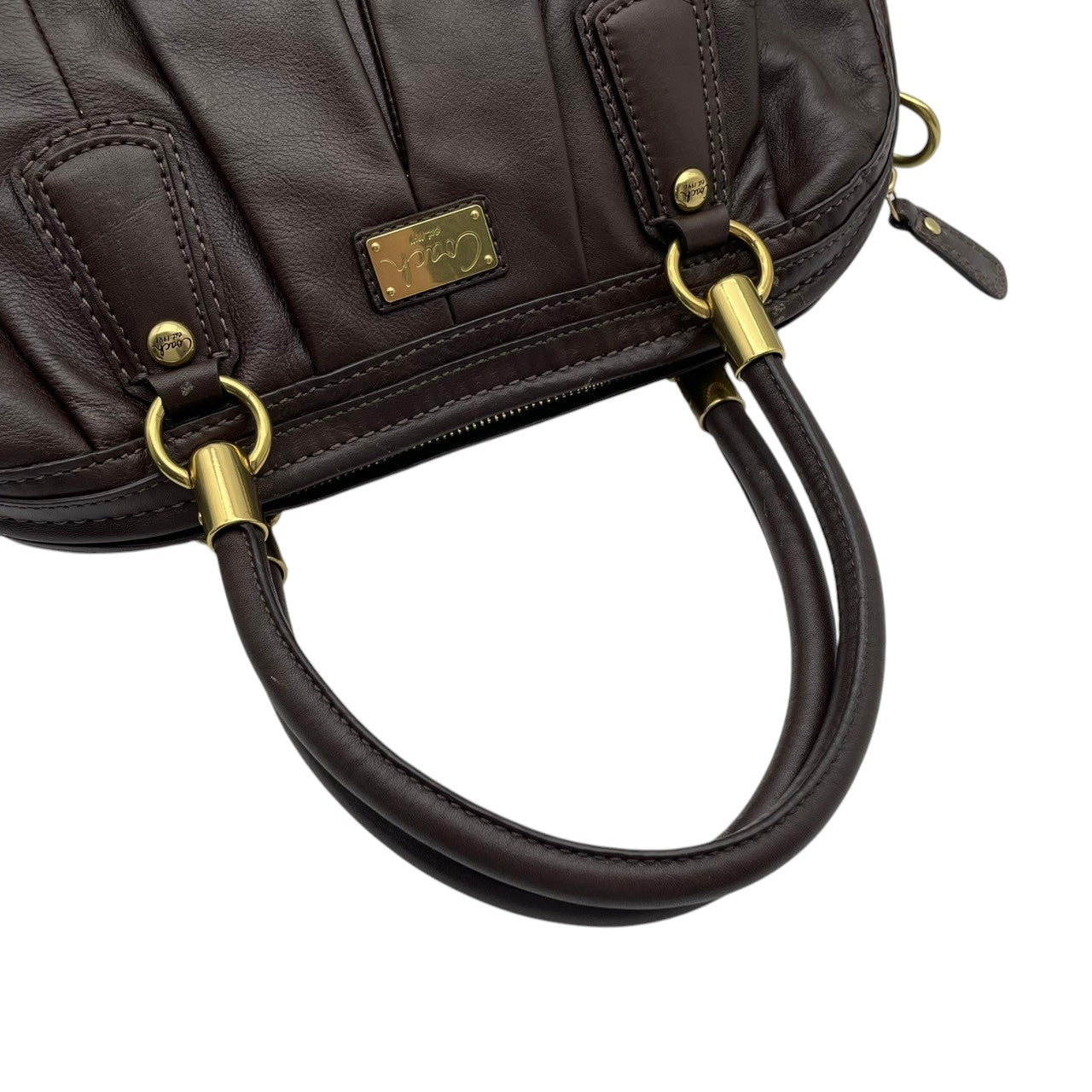 【良品】COACH コーチ クリスティン レザー プリーテッド サッチェル ハンドバッグ トートバッグ 肩掛け ブラウン 本革 高級感 ゴールド金具 通勤 通学 大容量 エレガント レディース カジュアル フォーマル お出かけ 15339 S58