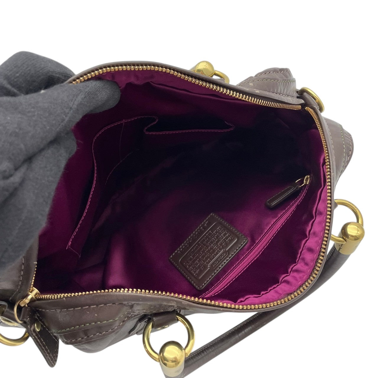 【良品】COACH コーチ クリスティン レザー プリーテッド サッチェル ハンドバッグ トートバッグ 肩掛け ブラウン 本革 高級感 ゴールド金具 通勤 通学 大容量 エレガント レディース カジュアル フォーマル お出かけ 15339 S58