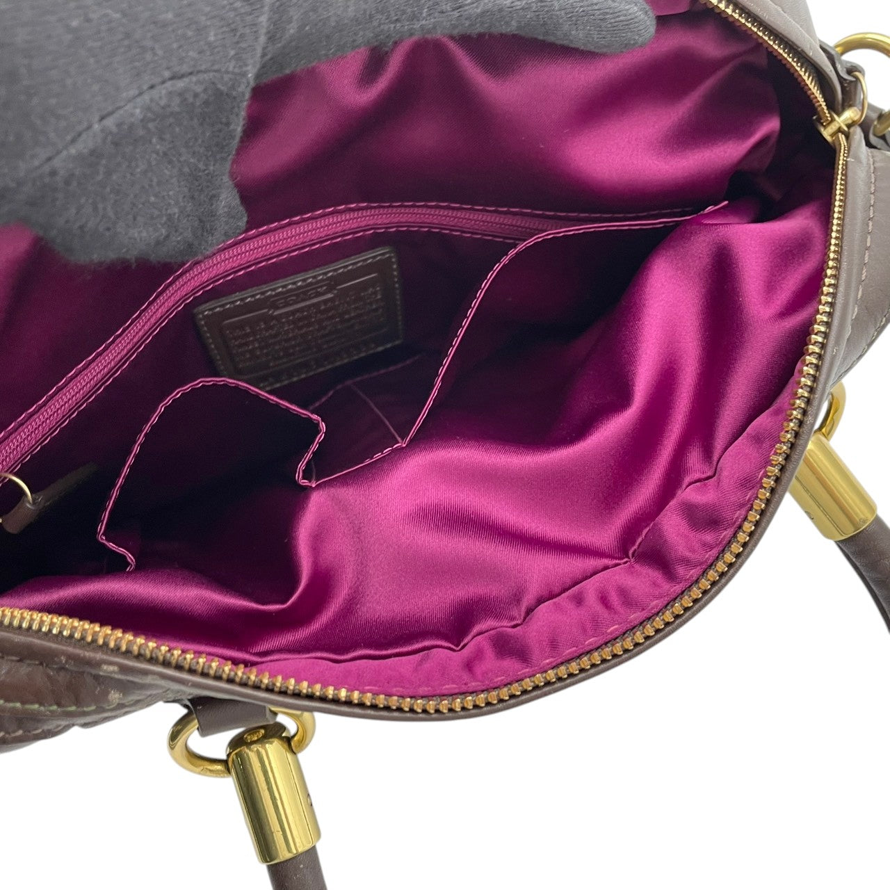 【良品】COACH コーチ クリスティン レザー プリーテッド サッチェル ハンドバッグ トートバッグ 肩掛け ブラウン 本革 高級感 ゴールド金具 通勤 通学 大容量 エレガント レディース カジュアル フォーマル お出かけ 15339 S58