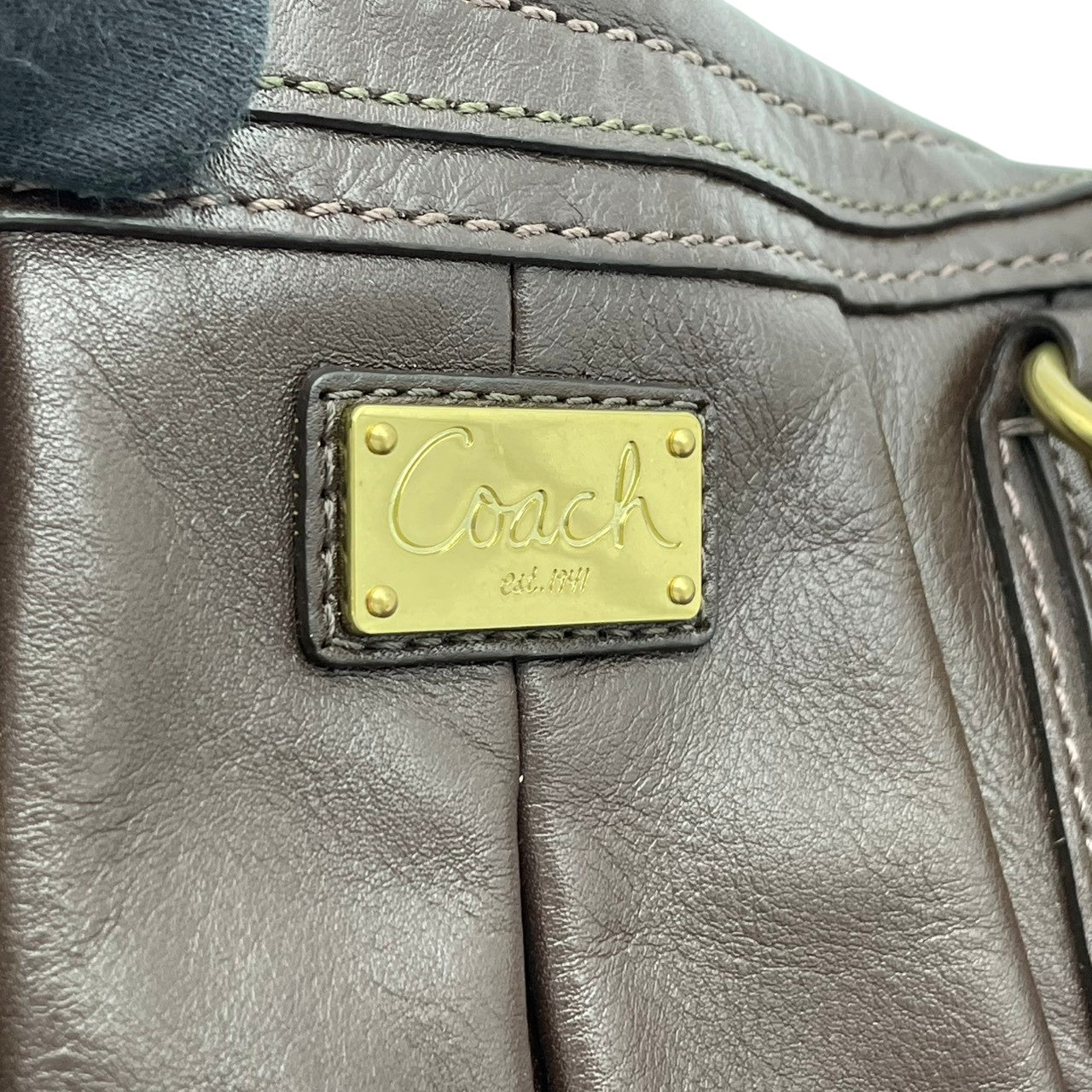 【良品】COACH コーチ クリスティン レザー プリーテッド サッチェル ハンドバッグ トートバッグ 肩掛け ブラウン 本革 高級感 ゴールド金具 通勤 通学 大容量 エレガント レディース カジュアル フォーマル お出かけ 15339 S58