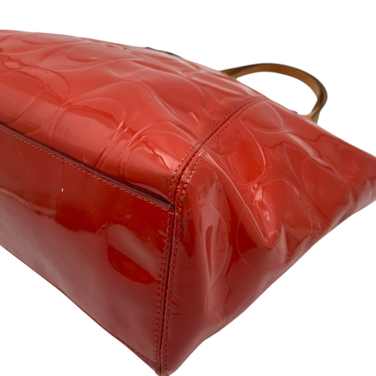 【良品】COACH コーチ ペイトン エンボスド パテント トートバッグ ハンドバッグ エナメル レザー オレンジ 肩掛け 通勤 通学 大容量 エレガント レディース カジュアル フォーマル お出かけ デイリー 鞄 上品 F20028 S58