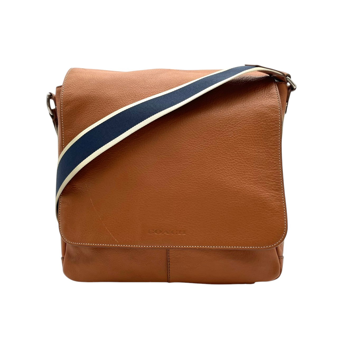 【美品】COACH コーチ ヘリテージ ウェブレザー メッセンジャーバッグ ショルダーバッグ 本革 キャメルブラウン 茶 斜め掛け クロスボディ 通勤 通学 ビジネス 大容量 A4収納 メンズ カジュアル デイリー F70555 S58