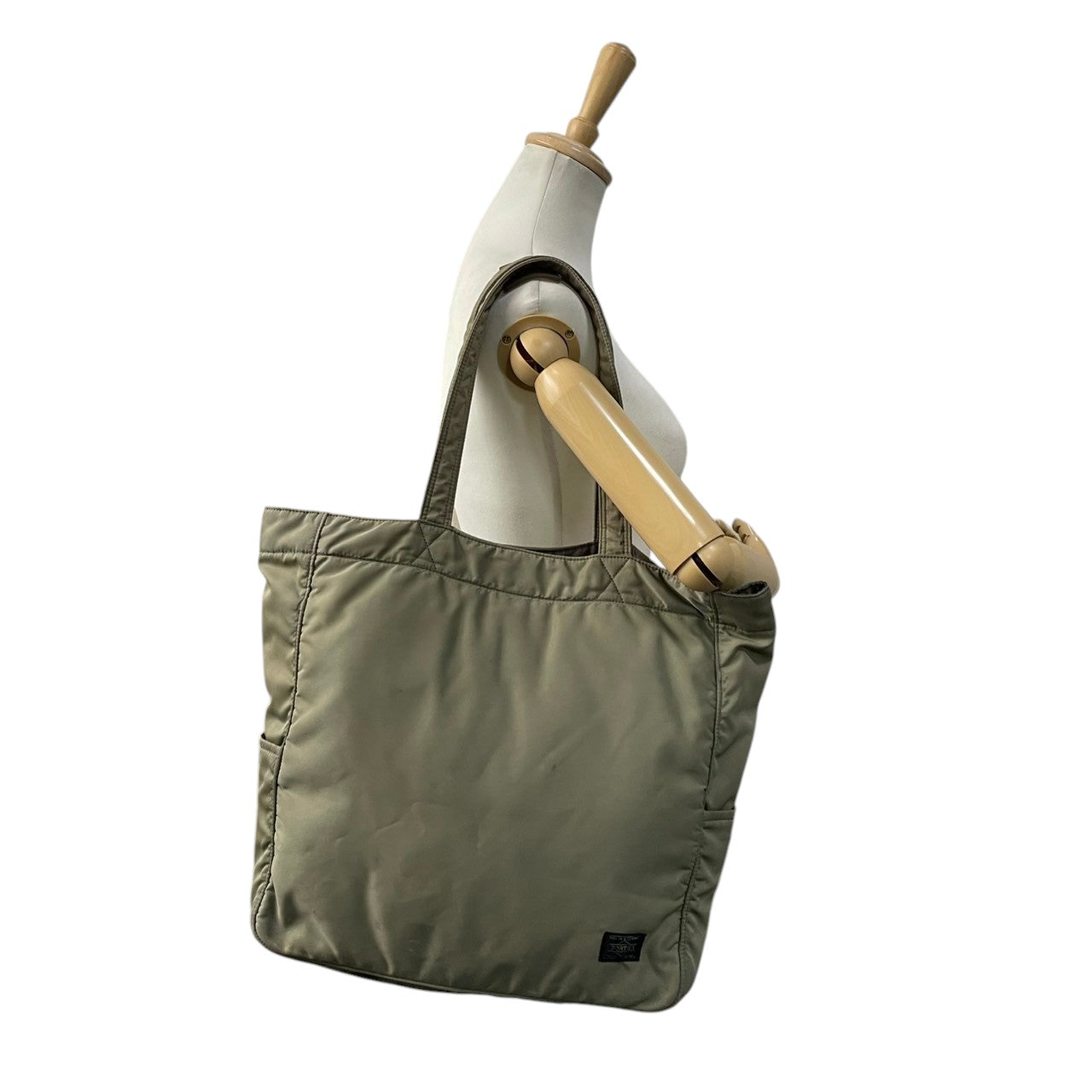 【良品】PORTER ポーター CREAM クリーム トートバッグ ハンドバッグ ナイロン 軽量 カーキグリーン 緑 吉田カバン 肩掛け A4収納 大容量 通勤 通学 旅行 シンプル 無地 メンズ レディース ユニセックス カジュアル デイリー 鞄 S65