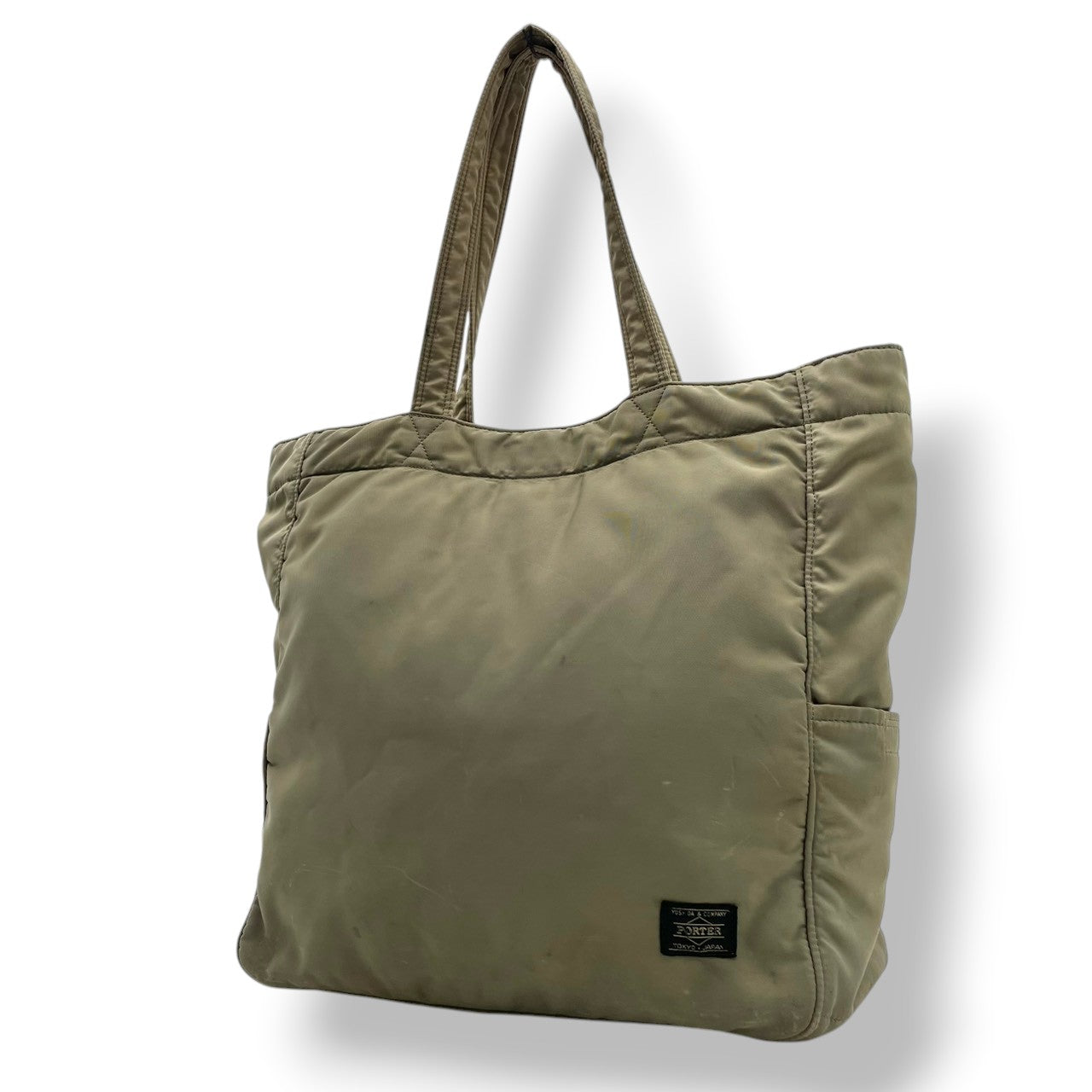 【良品】PORTER ポーター CREAM クリーム トートバッグ ハンドバッグ ナイロン 軽量 カーキグリーン 緑 吉田カバン 肩掛け A4収納 大容量 通勤 通学 旅行 シンプル 無地 メンズ レディース ユニセックス カジュアル デイリー 鞄 S65