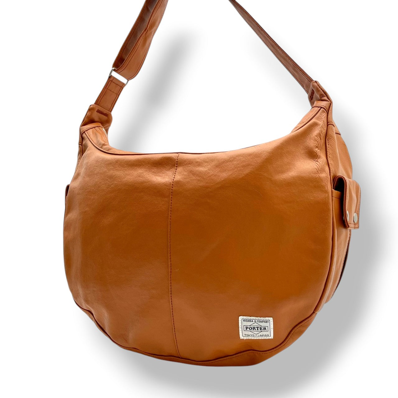 【美品】PORTER ポーター FREE STYLE フリースタイル ショルダーバッグ クロスボディ 斜め掛け PVC キャメルブラウン 茶色 軽量 大容量 A4収納 通勤 通学 旅行 トラベル メンズ レディース ユニセックス 吉田カバン S65