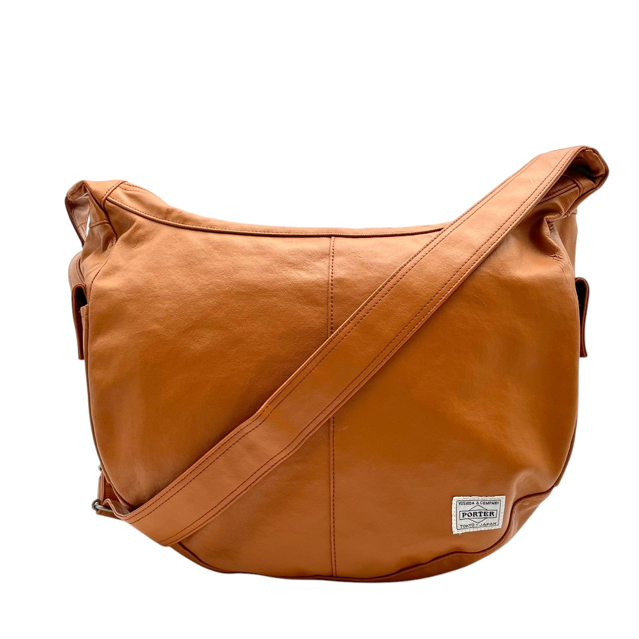 【美品】PORTER ポーター FREE STYLE フリースタイル ショルダーバッグ クロスボディ 斜め掛け PVC キャメルブラウン 茶色 軽量 大容量 A4収納 通勤 通学 旅行 トラベル メンズ レディース ユニセックス 吉田カバン S65