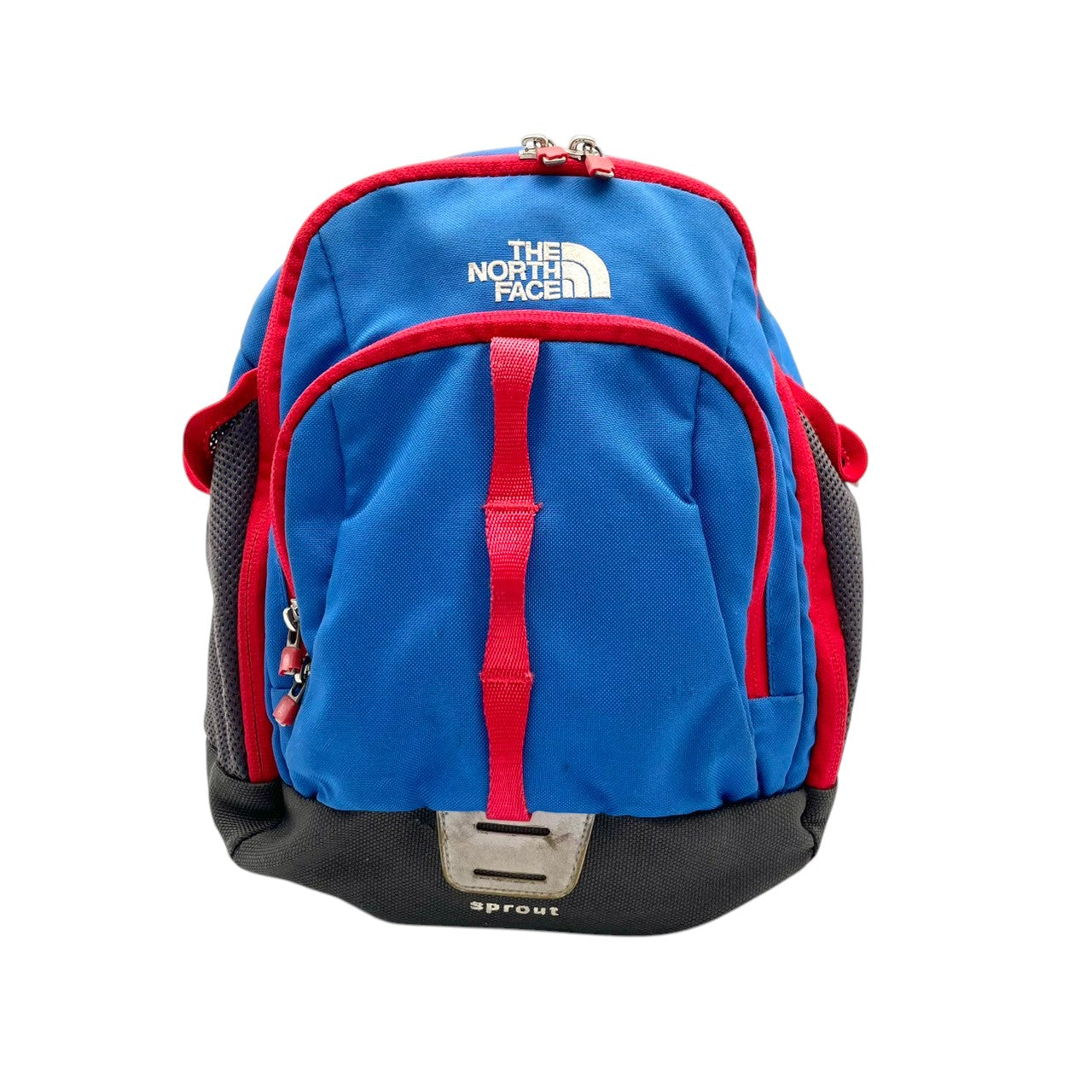 【良品】ザ・ノースフェイス スプラウト キッズ用 ミニリュック・デイパック バックパック ブルー レッド ナイロン 子供用 遠足 お出かけ 通園 鞄 アウトドア 軽量 丈夫 人気 幼児 小学生 収納 コンパクト 小型 ロゴ S65
