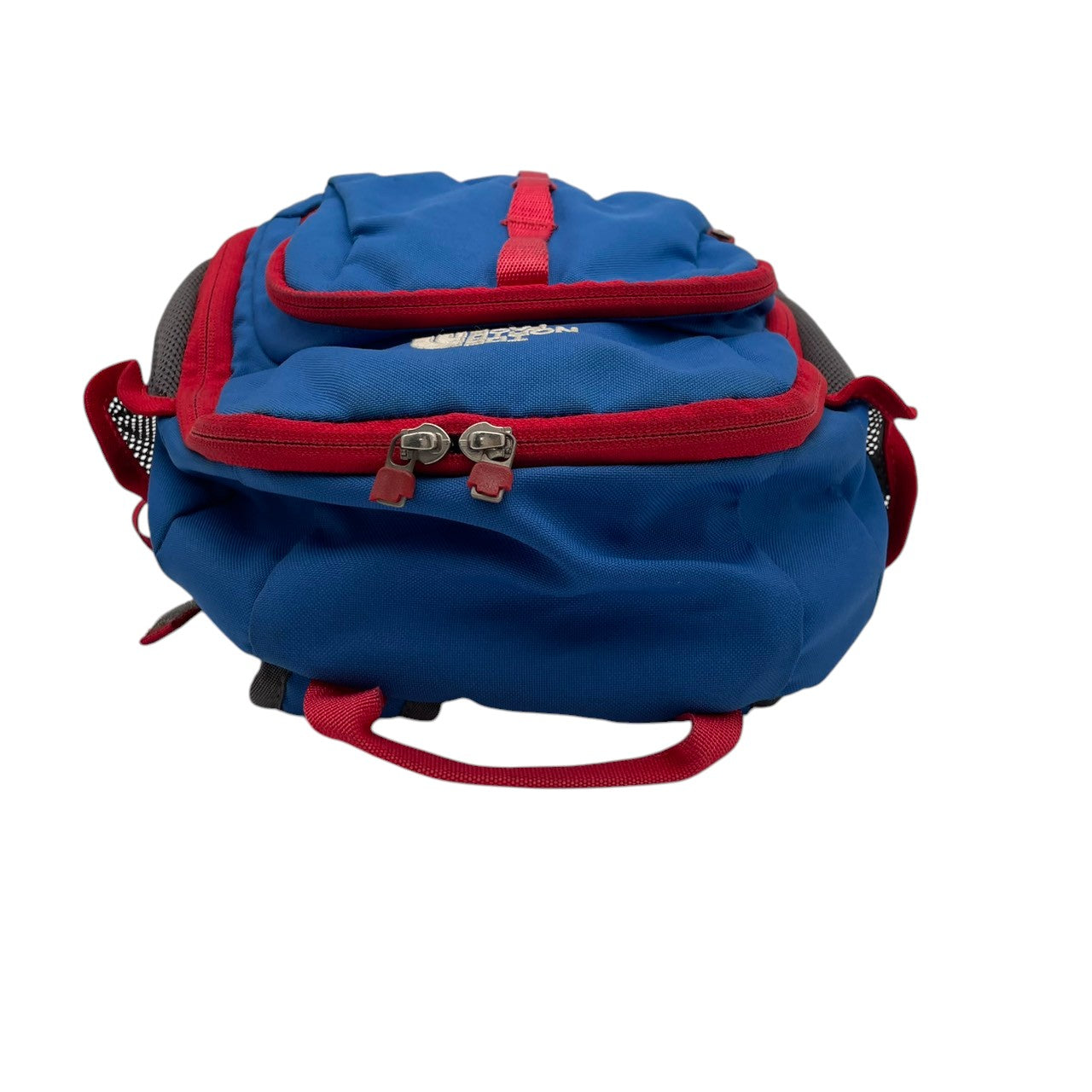 【良品】ザ・ノースフェイス スプラウト キッズ用 ミニリュック・デイパック バックパック ブルー レッド ナイロン 子供用 遠足 お出かけ 通園 鞄 アウトドア 軽量 丈夫 人気 幼児 小学生 収納 コンパクト 小型 ロゴ S65