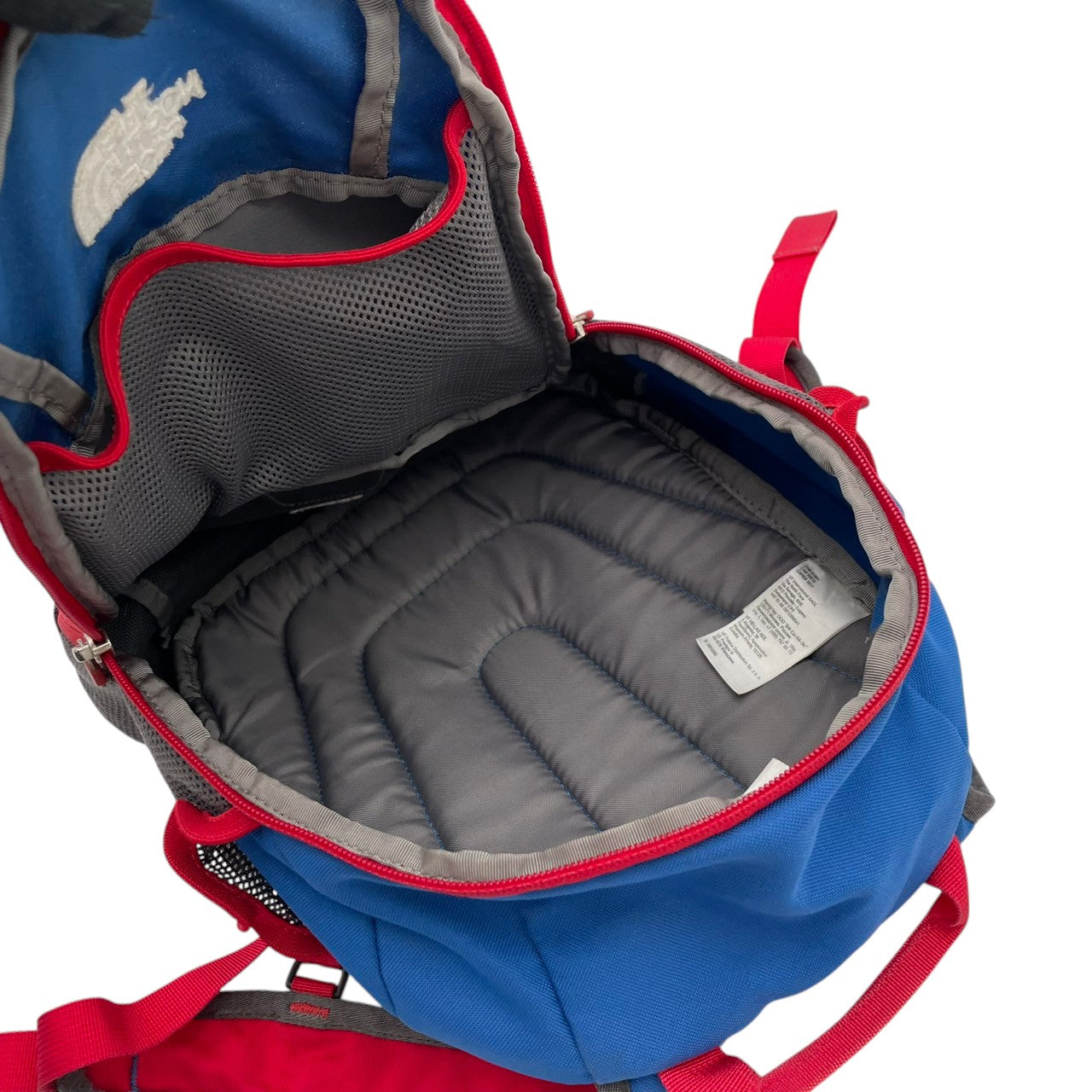 【良品】ザ・ノースフェイス スプラウト キッズ用 ミニリュック・デイパック バックパック ブルー レッド ナイロン 子供用 遠足 お出かけ 通園 鞄 アウトドア 軽量 丈夫 人気 幼児 小学生 収納 コンパクト 小型 ロゴ S65