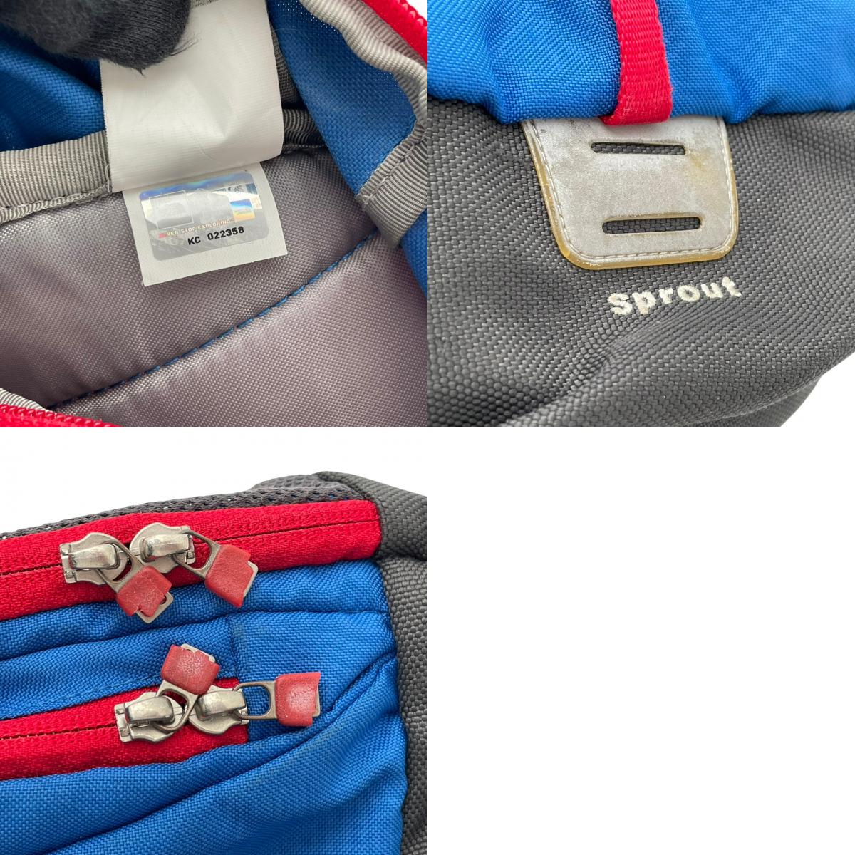 【良品】ザ・ノースフェイス スプラウト キッズ用 ミニリュック・デイパック バックパック ブルー レッド ナイロン 子供用 遠足 お出かけ 通園 鞄 アウトドア 軽量 丈夫 人気 幼児 小学生 収納 コンパクト 小型 ロゴ S65