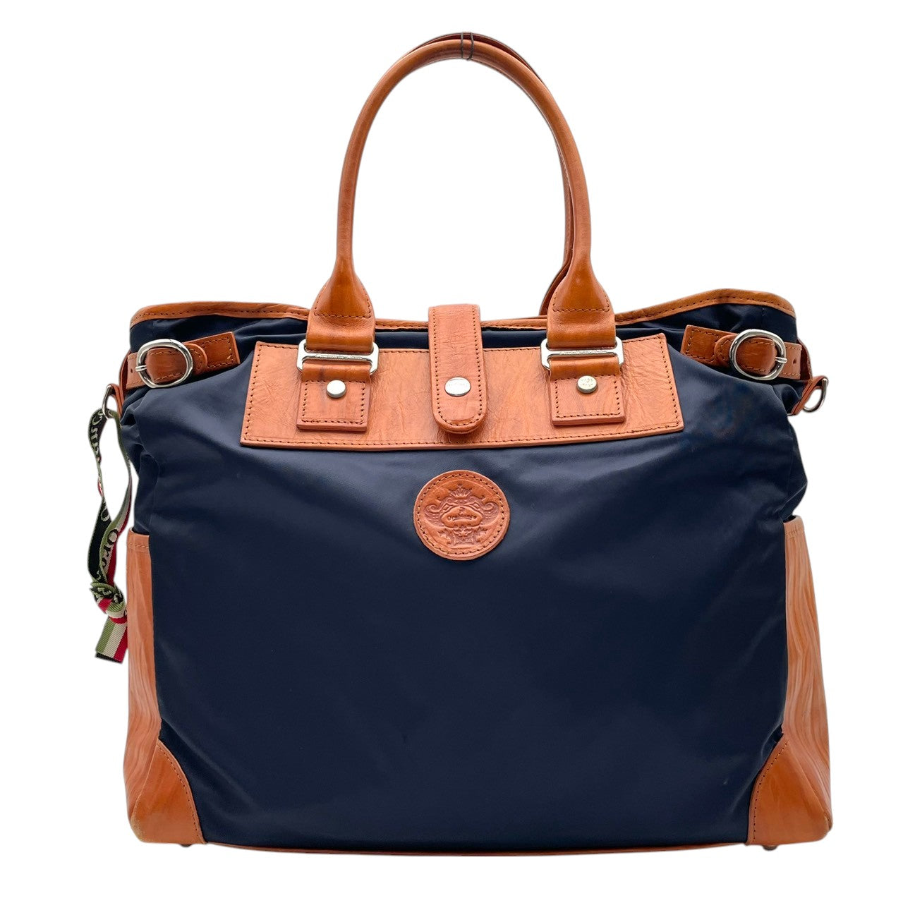 【美品】オロビアンコ ワンダラ トートバッグ ビジネスバッグ 2WAY ショルダーバッグ ナイロン レザー ネイビー 茶 A4収納 メンズ 通勤 通学 大容量 カジュアル 仕事用 出張 旅行 高級感 上品 おしゃれ 人気 かばん 鞄 S70
