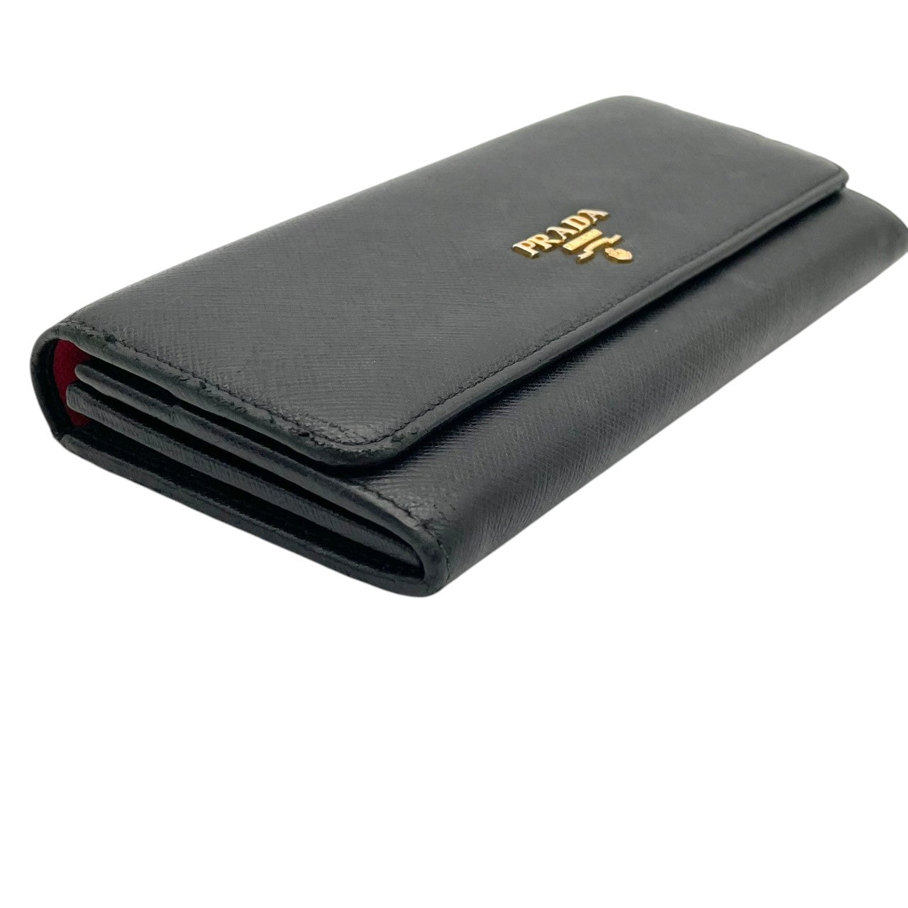 【良品】プラダ 長財布 サフィアーノ レザー ブラック 黒 フラップ型 二つ折り ゴールド金具 ロゴ 本革 レディース メンズ ユニセックス 定番 人気 上品 高級感 ビジネス 通勤 通学 おしゃれ シンプル 大人可愛い ウォレット 収納力抜群 M3