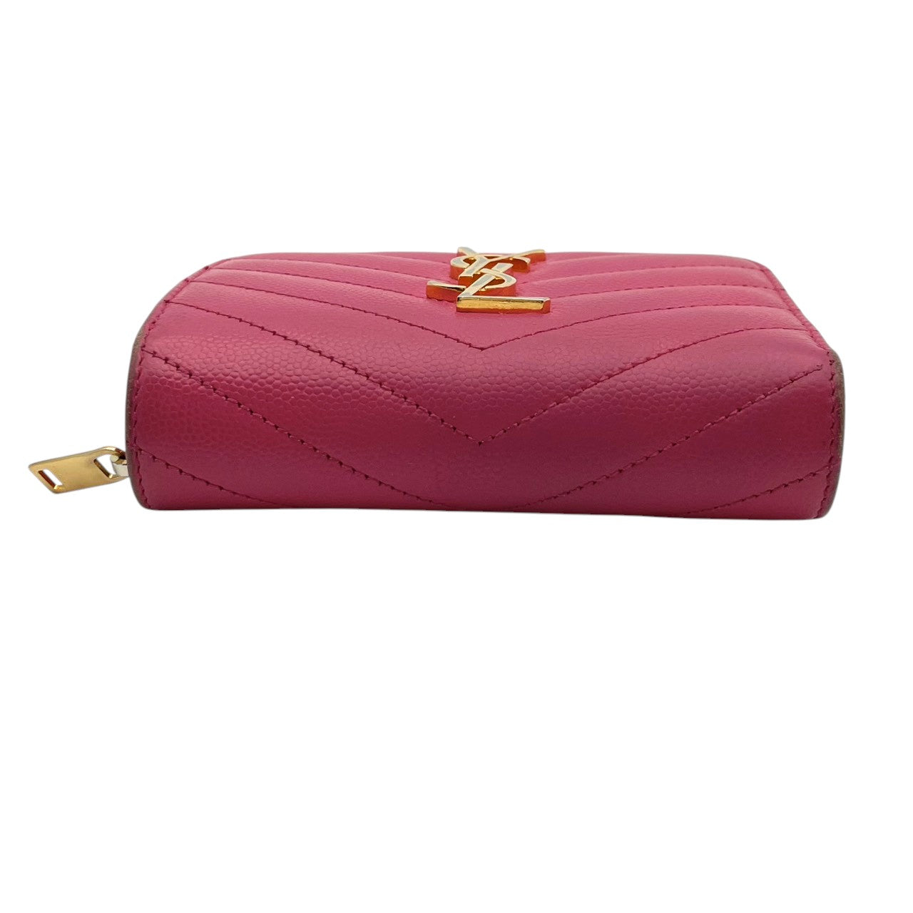 【良品】サンローラン モノグラム コンパクト ジップウォレット 二つ折り財布 ピンク レザー キルティング YSL ロゴ 金具 ミニ財布 レディース 人気 定番 シンプル 可愛い おしゃれ 大人可愛い プレゼント ブランド財布 収納力 小銭入れ 丈夫 M3
