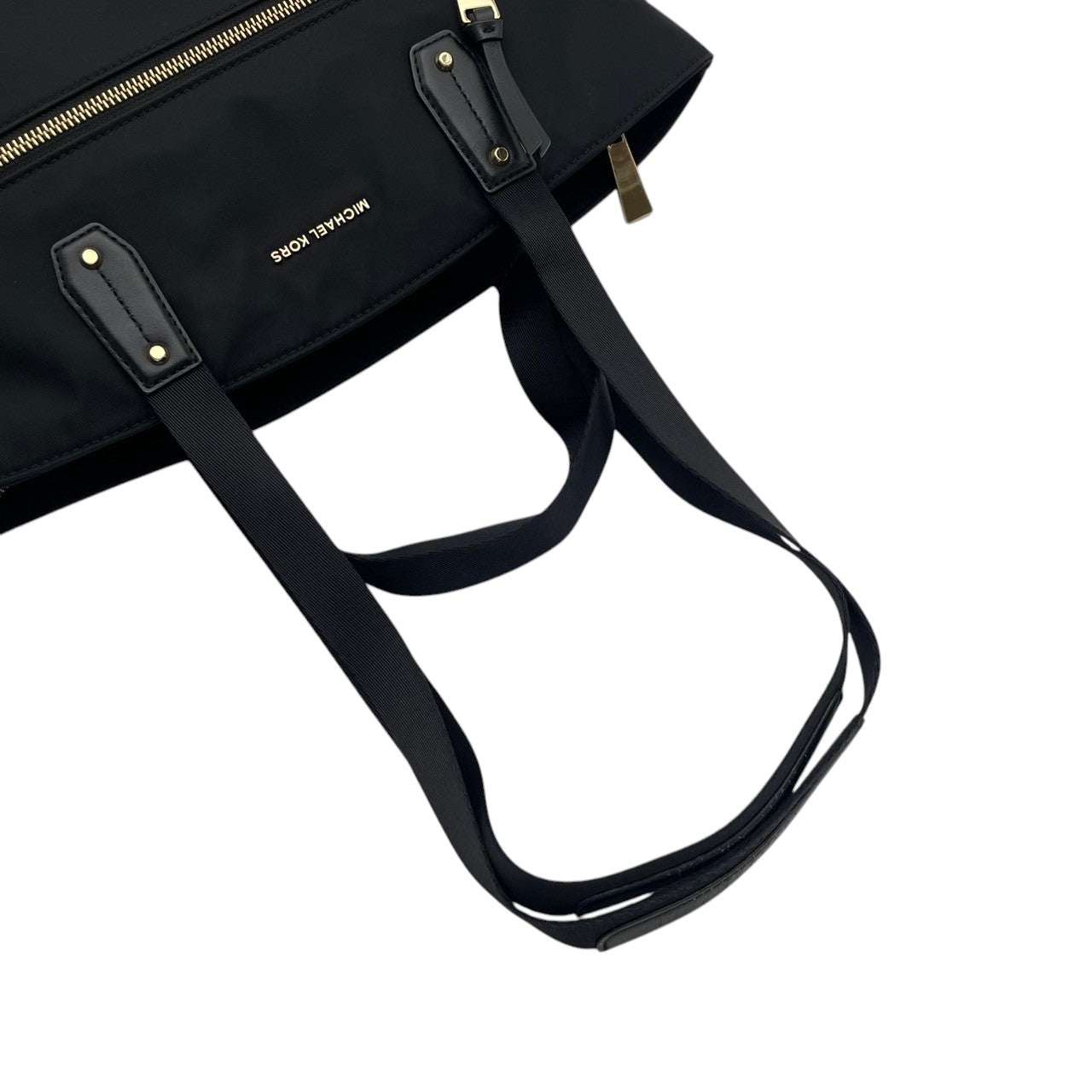 【美品】マイケルコース トートバッグ ポリー ブラック ナイロン レザー A4収納 通勤 通学 ビジネス レディース 人気 定番 軽量 普段使い 高級感 おしゃれ シンプル ブランドバッグ 黒 マザーズバッグ 旅行 大容量 マチ広 丈夫 収納力抜群 S16