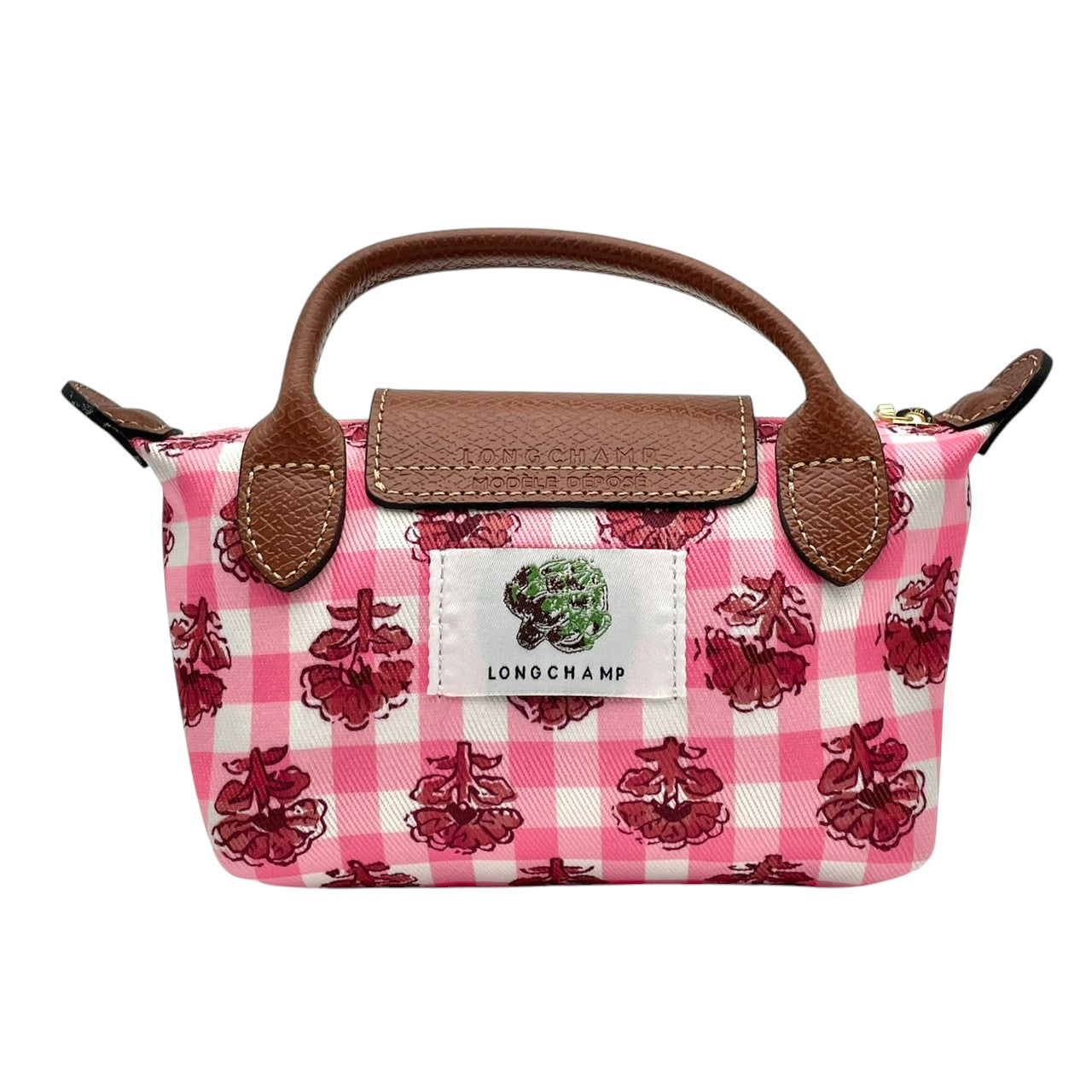 【極美品】ロンシャン ル・プリアージュ コレクション XS ポーチ 2WAY ショルダーバッグ ハンドバッグ ギンガムチェック ピンク ナイロン レザー ミニバッグ ポシェット クロスボディ 旅行 お出かけ デイリー 人気 ブランド おしゃれ 希少 S91