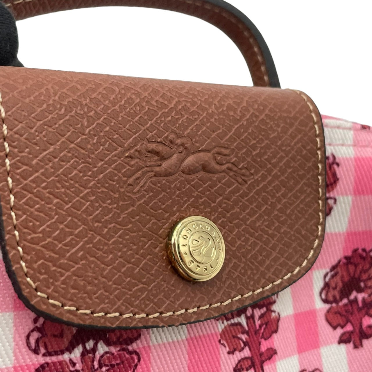 【極美品】ロンシャン ル・プリアージュ コレクション XS ポーチ 2WAY ショルダーバッグ ハンドバッグ ギンガムチェック ピンク ナイロン レザー ミニバッグ ポシェット クロスボディ 旅行 お出かけ デイリー 人気 ブランド おしゃれ 希少 S91