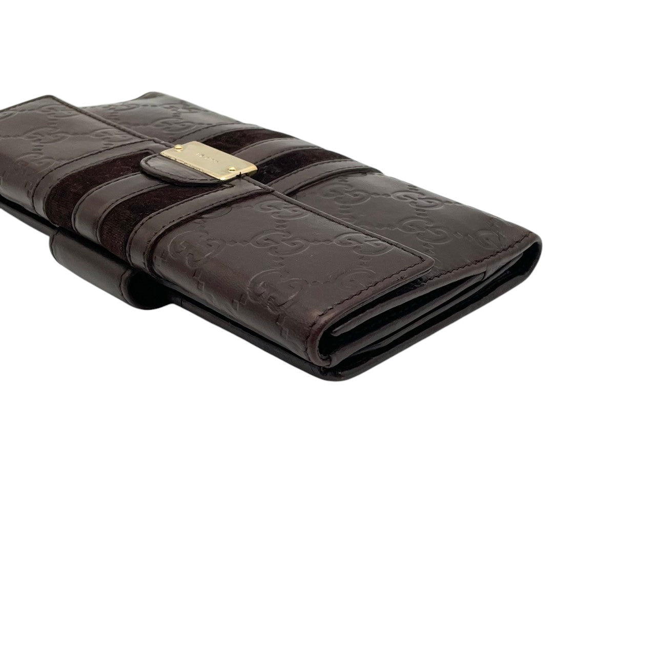 【良品】グッチ 長財布 グッチシマ ベロアライン ダークブラウン GG型押し レザー 高級感 人気 定番 ブランド ビジネス カジュアル 通勤 通学 お出かけ 旅行 デイリーコーデ シンプル おしゃれ 希少 レア 贈り物 ギフト W3
