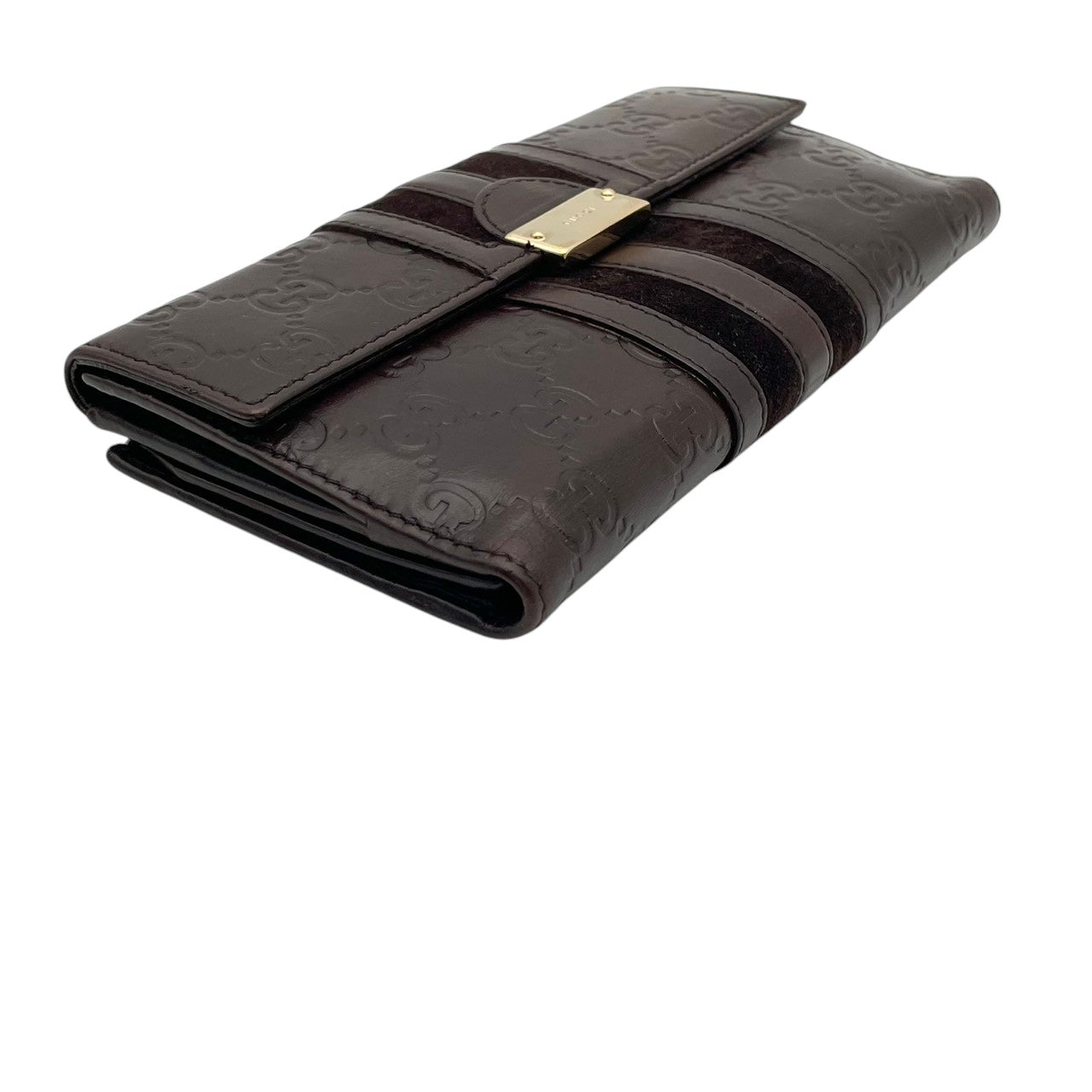 【良品】グッチ 長財布 グッチシマ ベロアライン ダークブラウン GG型押し レザー 高級感 人気 定番 ブランド ビジネス カジュアル 通勤 通学 お出かけ 旅行 デイリーコーデ シンプル おしゃれ 希少 レア 贈り物 ギフト W3