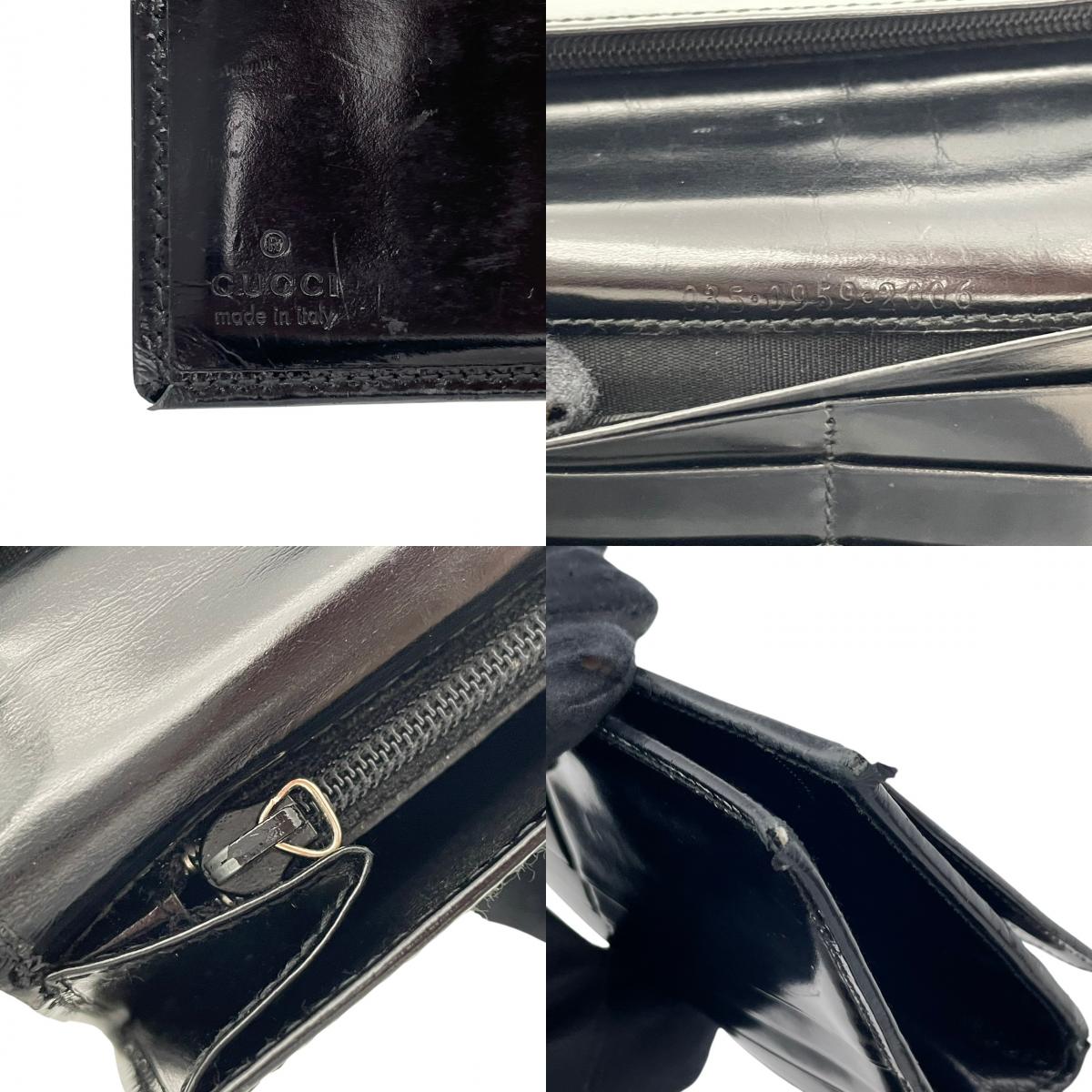【良品】グッチ 長財布 パテントレザー エンボスGロゴ 黒 ブラック エナメル ロングウォレット レディース メンズ 人気 定番 ブランド ビジネス カジュアル エレガント 高級感 普段使い お出かけ 旅行 ギフト プレゼント 希少 レア 鞄 カバン W3