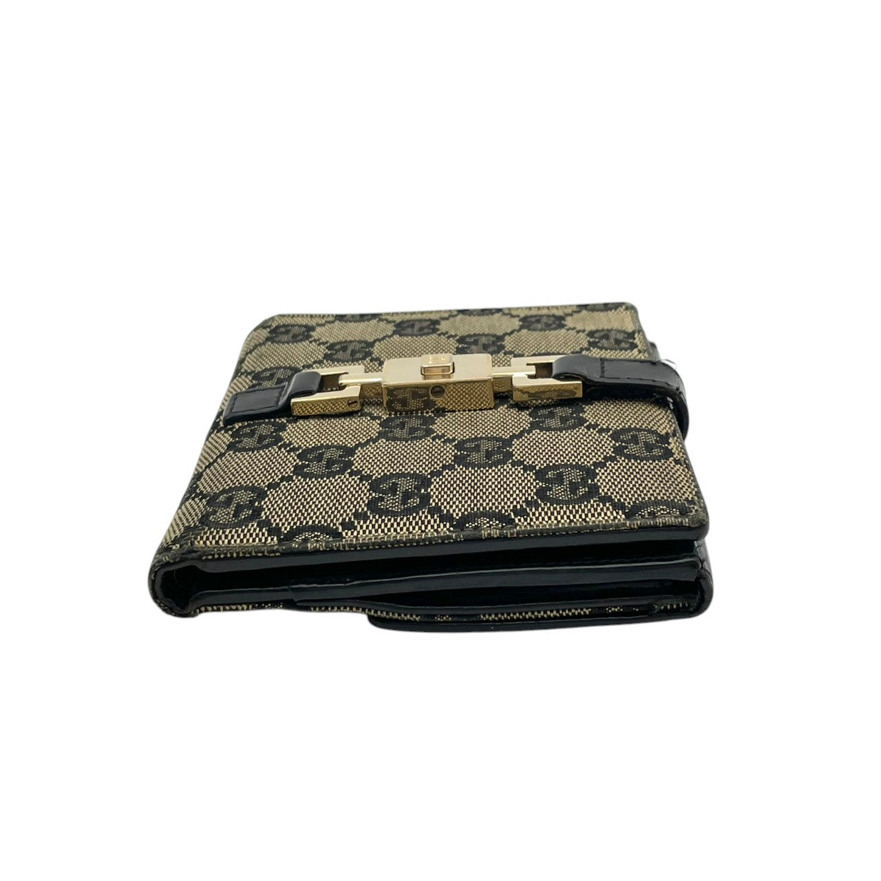 【良品】グッチ ジャッキー GGキャンバス 二つ折り財布 コンパクトウォレット ベージュ ブラック レザー レディース 人気 定番 ブランド ビジネス カジュアル 上品 エレガント 高級感 普段使い お出かけ 旅行 ギフト プレゼント 希少 W3