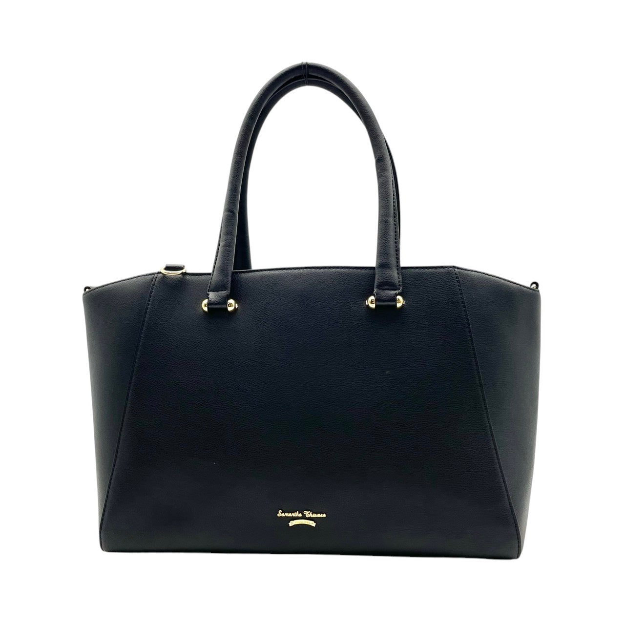 【美品】サマンサタバサ バッグ トートバッグ ハンドバッグ ショルダーバッグ 2WAY カバン 鞄 斜め掛け 肩掛け クロスボディ レザー 本革 ブラック 黒 ゴールド金具 エレガント クラシック 上品 高級感 ビジネス 通勤 通学 お出かけ 旅行 S83