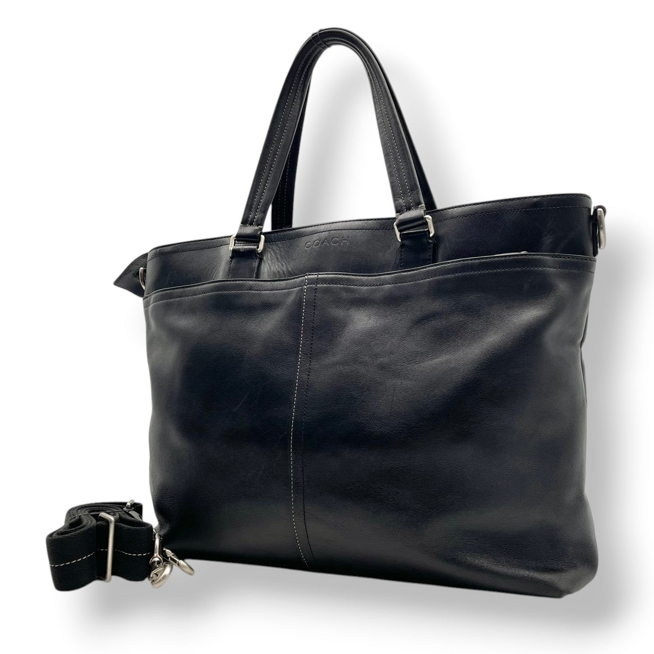 コーチ バッグ レキシントン レザー ビジネス トート ハンドバッグ ショルダーバッグ 2WAY 斜め掛け 肩掛け A4収納 大容量 自立 クロスボディ 本革 ブラック 黒 シルバー金具 通勤 通学 出張 旅行 スタイリッシュ カジュアル メンズ S10