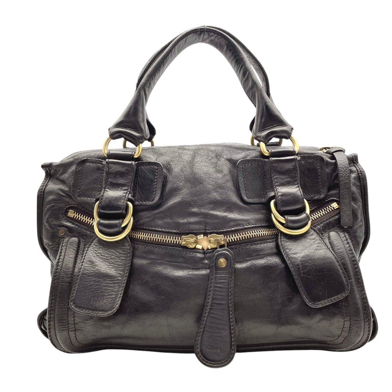 Chloé クロエ バッグ ベイ レザー ハンドバッグ Y2K archive vintage 本革 スムースレザー ブラック 黒 ゴールド金具 エレガント クラシック スタイリッシュ カジュアル 上品 ボストンバッグ 大容量 S9